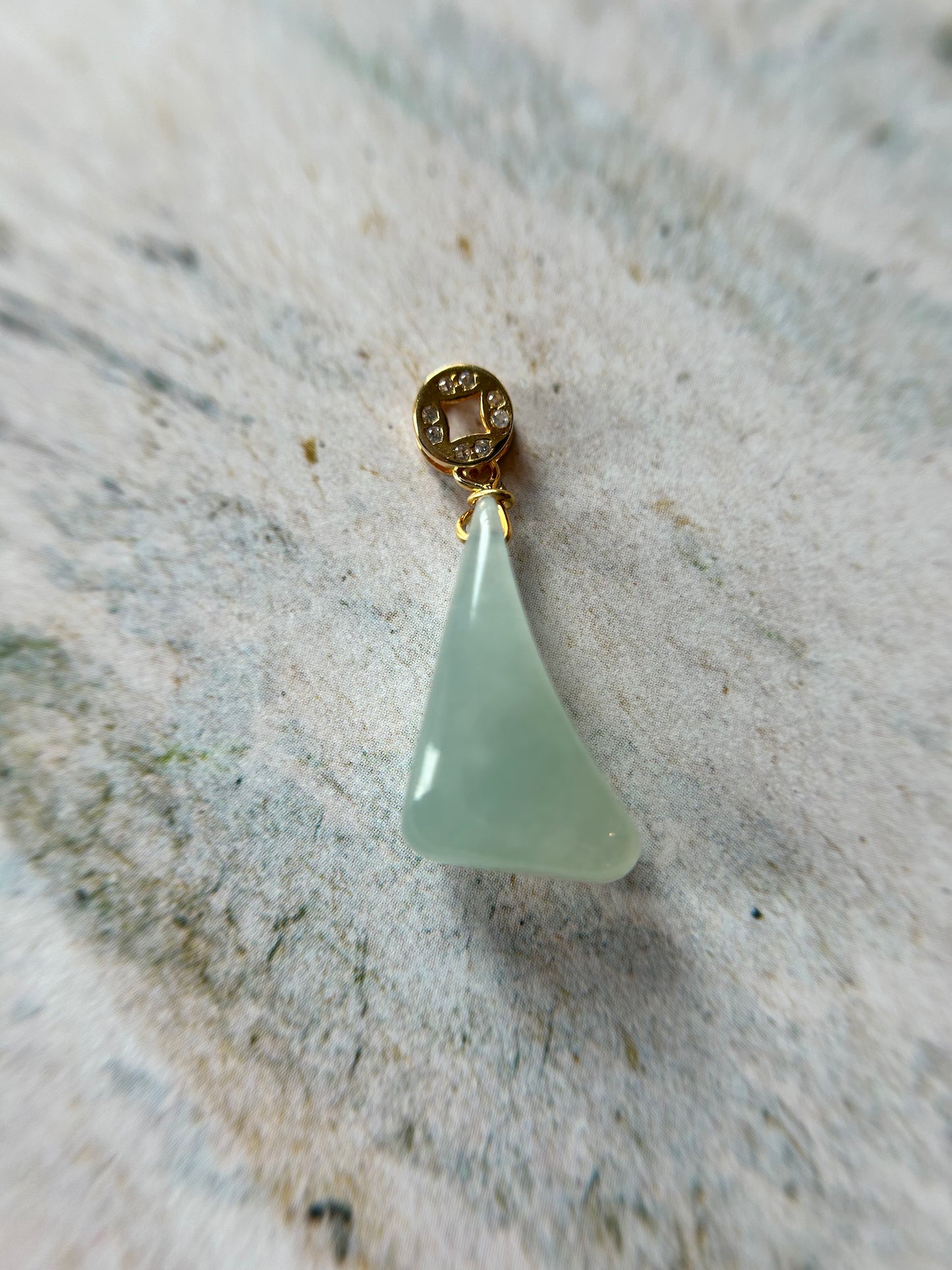 Grade A Natural Icy Green Trapezoid gold plated sterling silver bails pendant