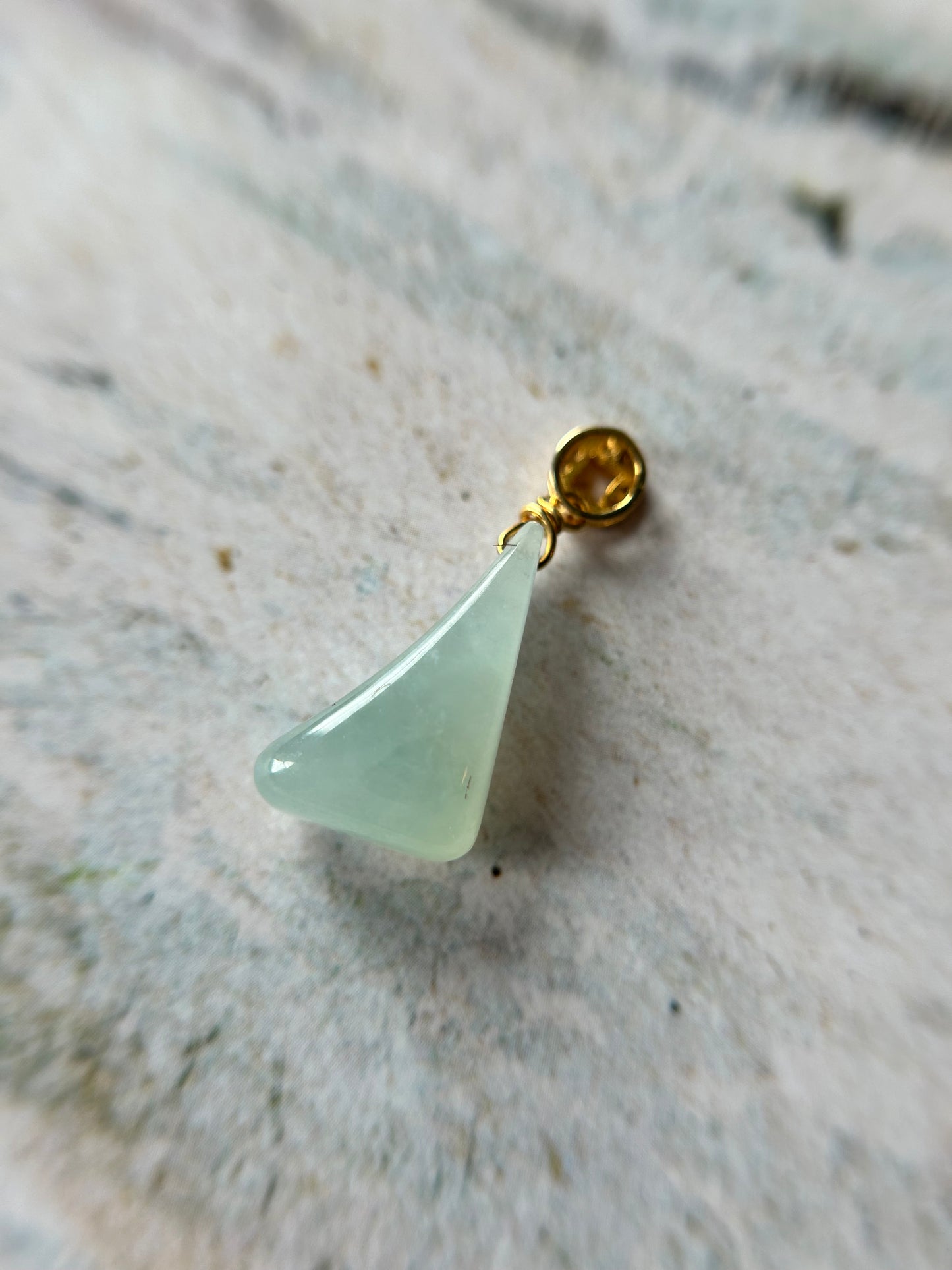 Grade A Natural Icy Green Trapezoid gold plated sterling silver bails pendant