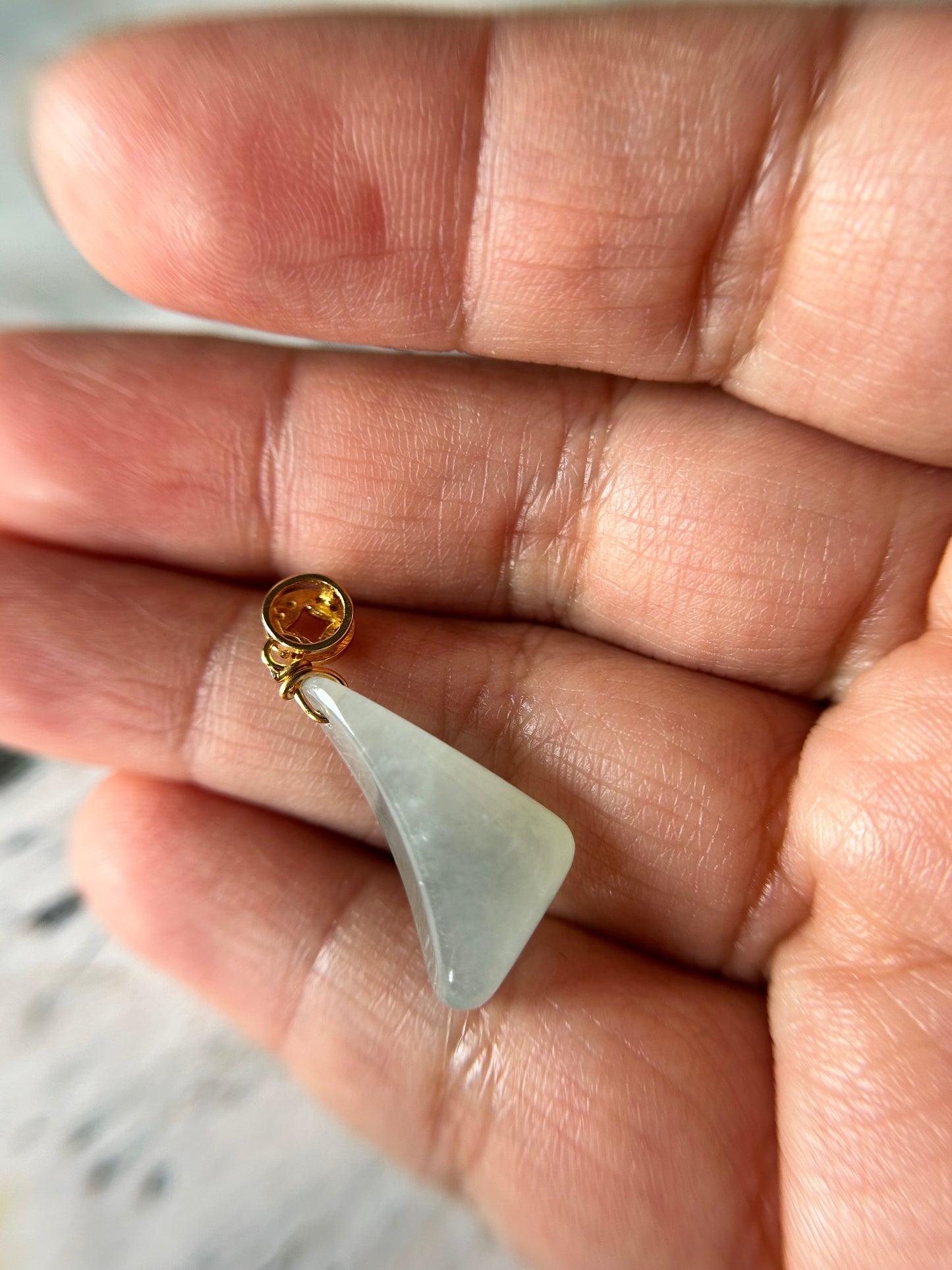 Grade A Natural Icy Green Trapezoid gold plated sterling silver bails pendant