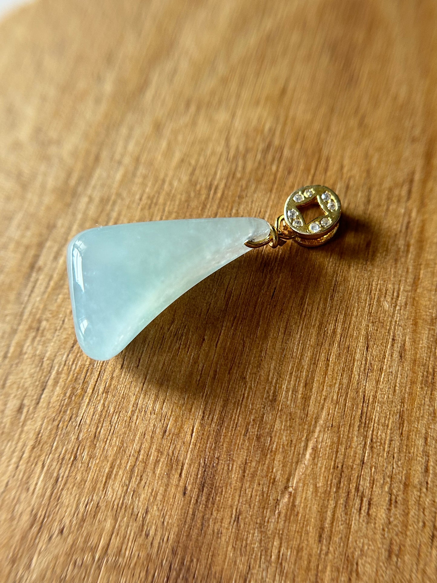 Grade A Natural Icy Green Trapezoid gold plated sterling silver bails pendant