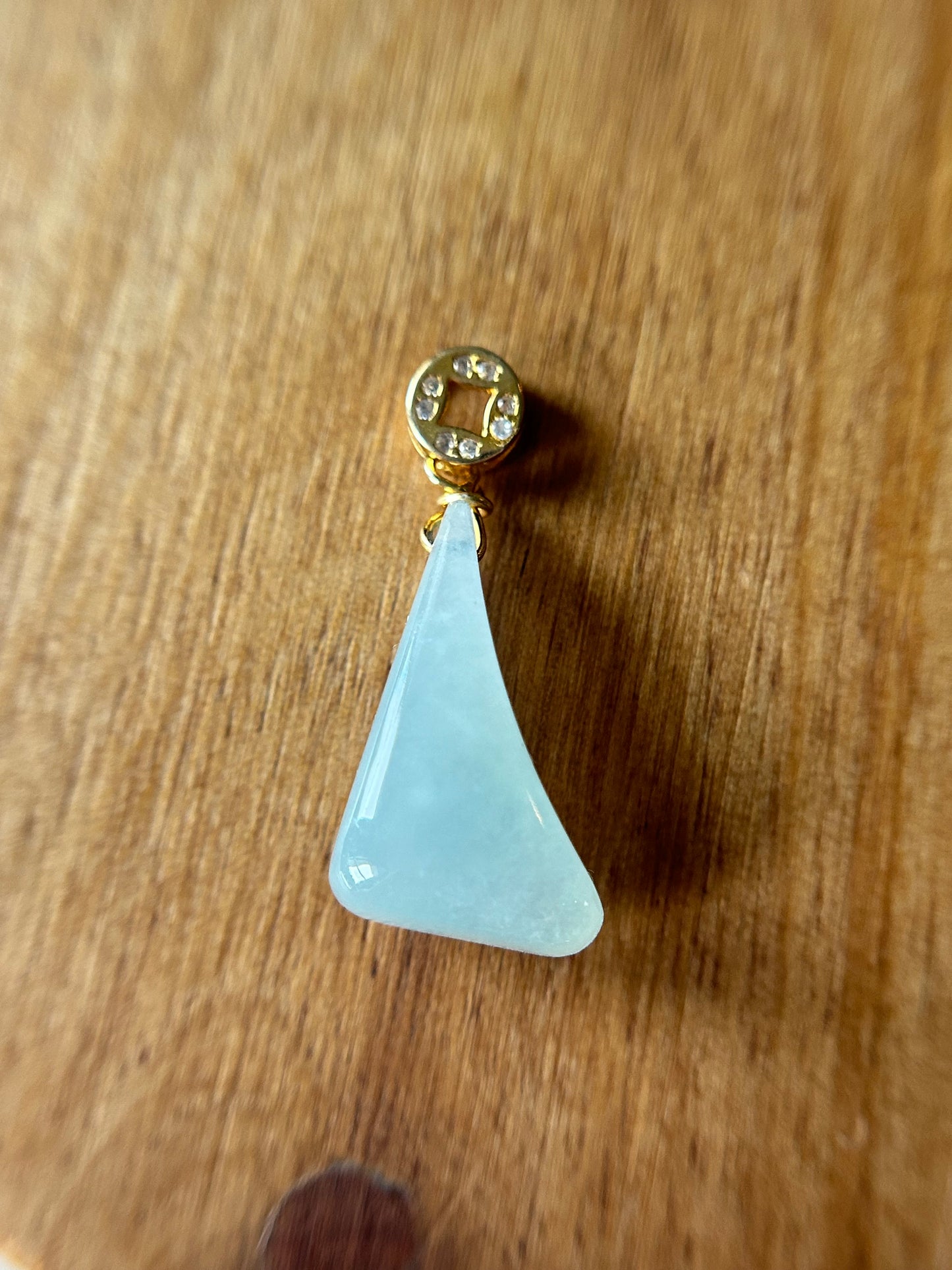 Grade A Natural Icy Green Trapezoid gold plated sterling silver bails pendant