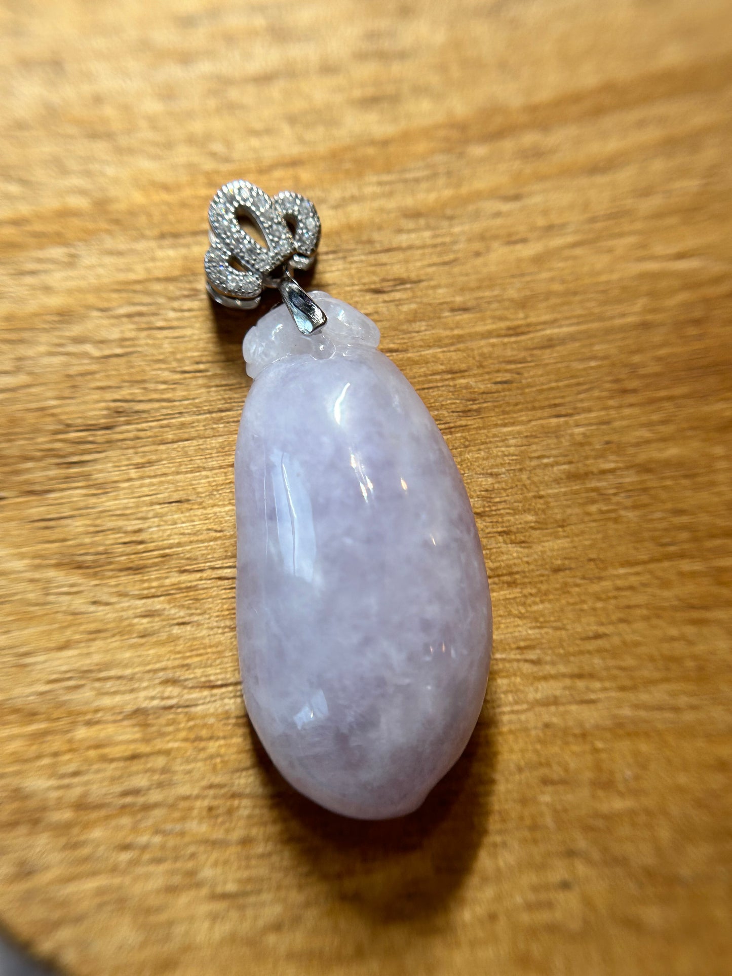 Grade A Natural Burma Icy pink Jadeite squash with Sterling Silver Bail Pendant