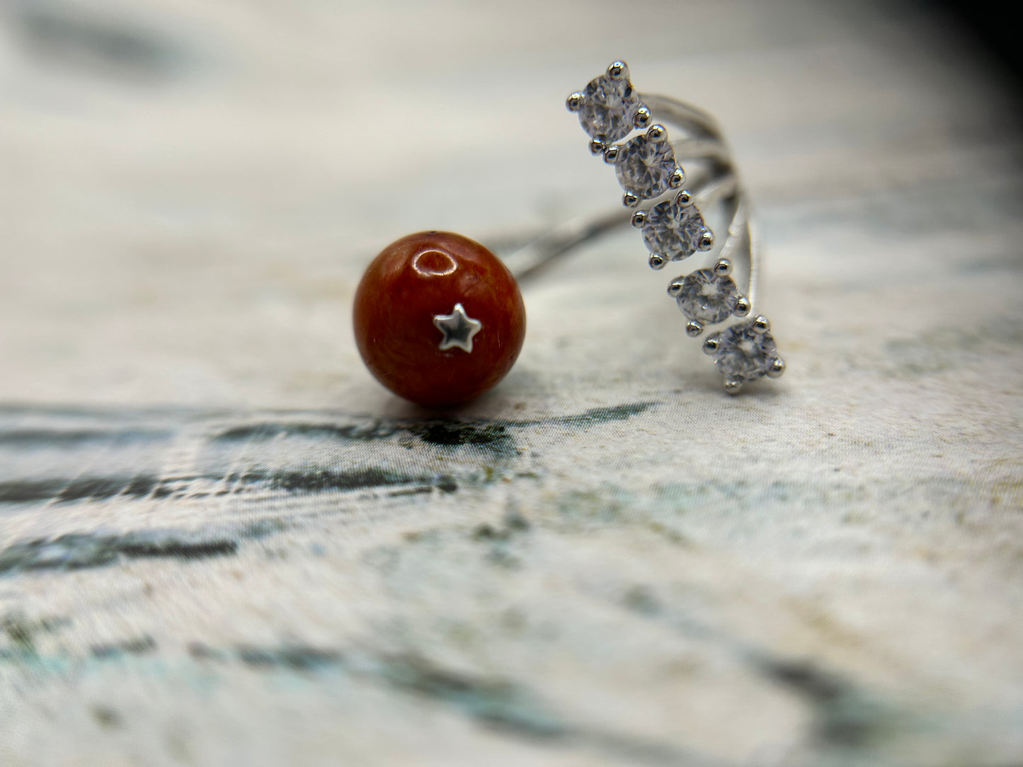 Natural grade A Burmese Red Jadeite Sterling Silver Ring