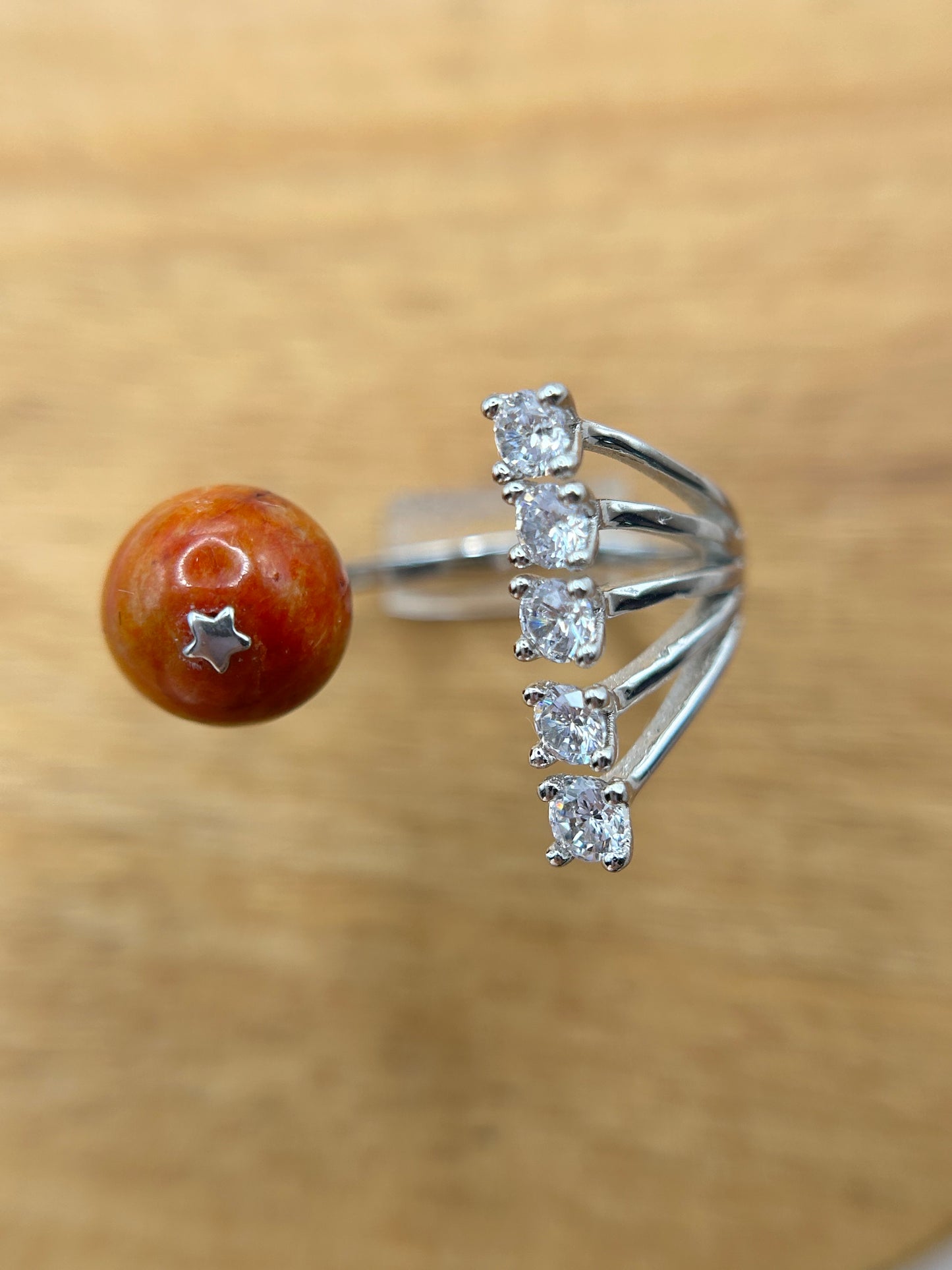 Natural grade A Burmese Red Jadeite Sterling Silver Ring