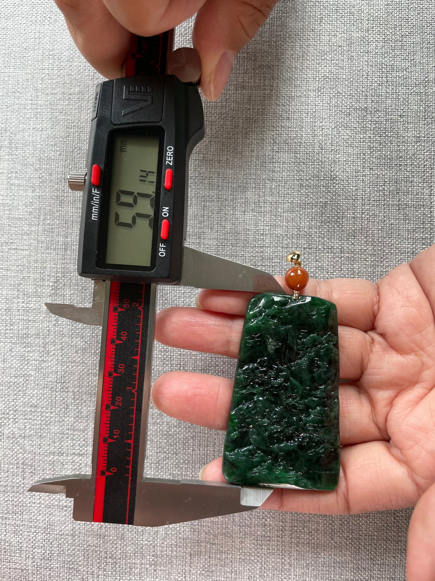 Grade A Natural icy green Jadeite mountain view pendant with 18K yellow gold bail