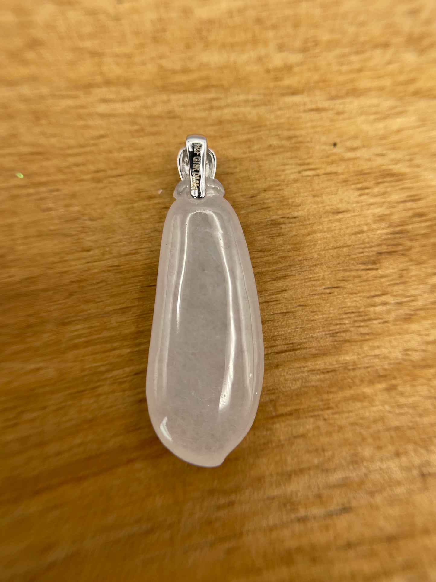 Grade A Natural Burma Icy White Jadeite lucky melon pendant with 18K white Gold with diamond bail pendant