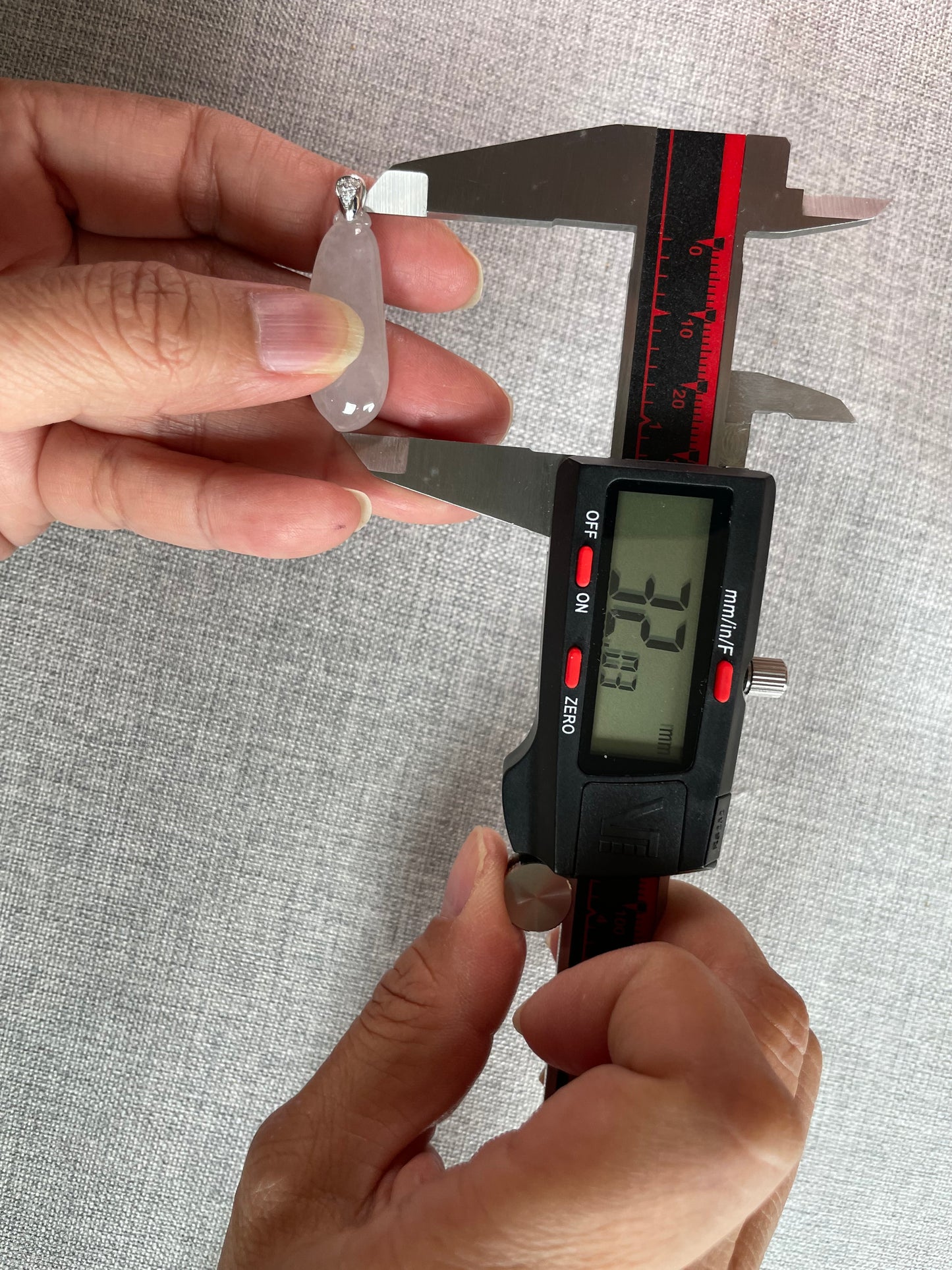 Grade A Natural Burma Icy White Jadeite lucky melon pendant with 18K white Gold with diamond bail pendant