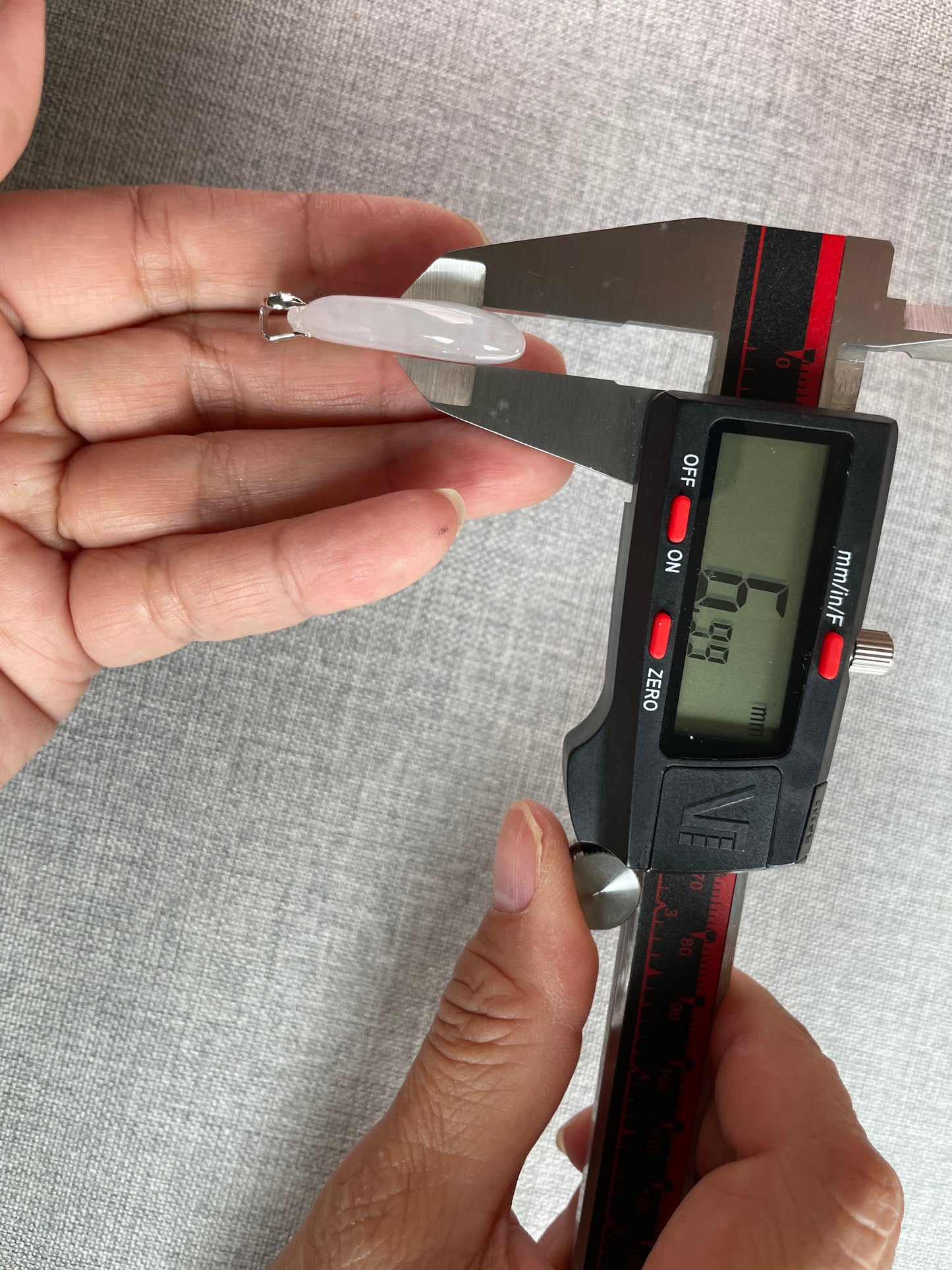 Grade A Natural Burma Icy White Jadeite lucky melon pendant with 18K white Gold with diamond bail pendant