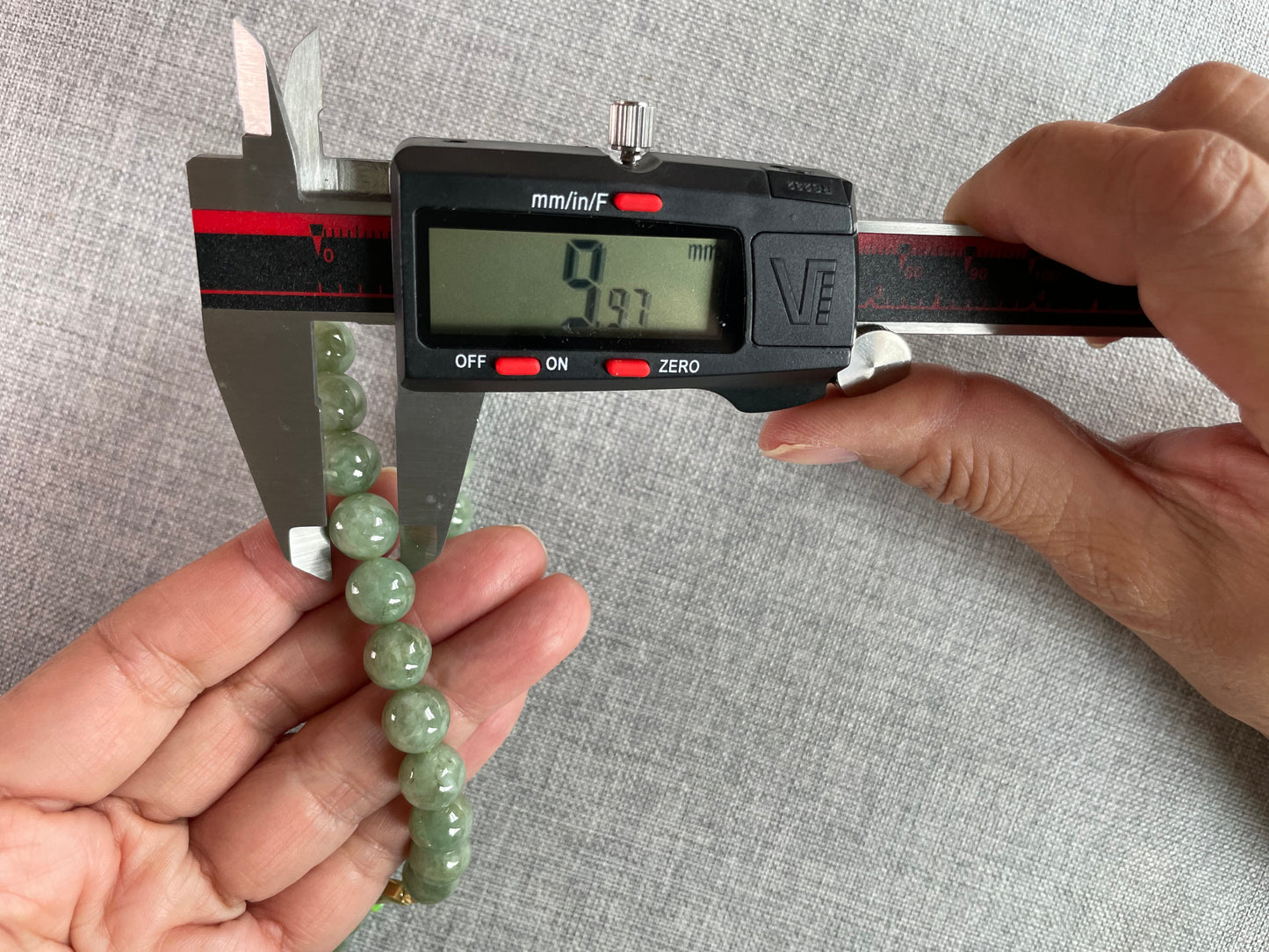 Grade A Natural green Burmese Jadeite beads necklace with gold overlay sterling silver closure