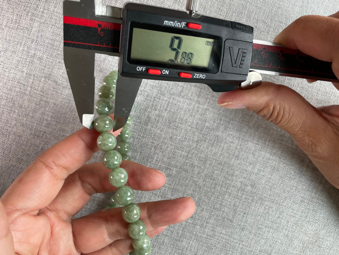 Grade A Natural green Burmese Jadeite beads necklace with gold overlay sterling silver closure