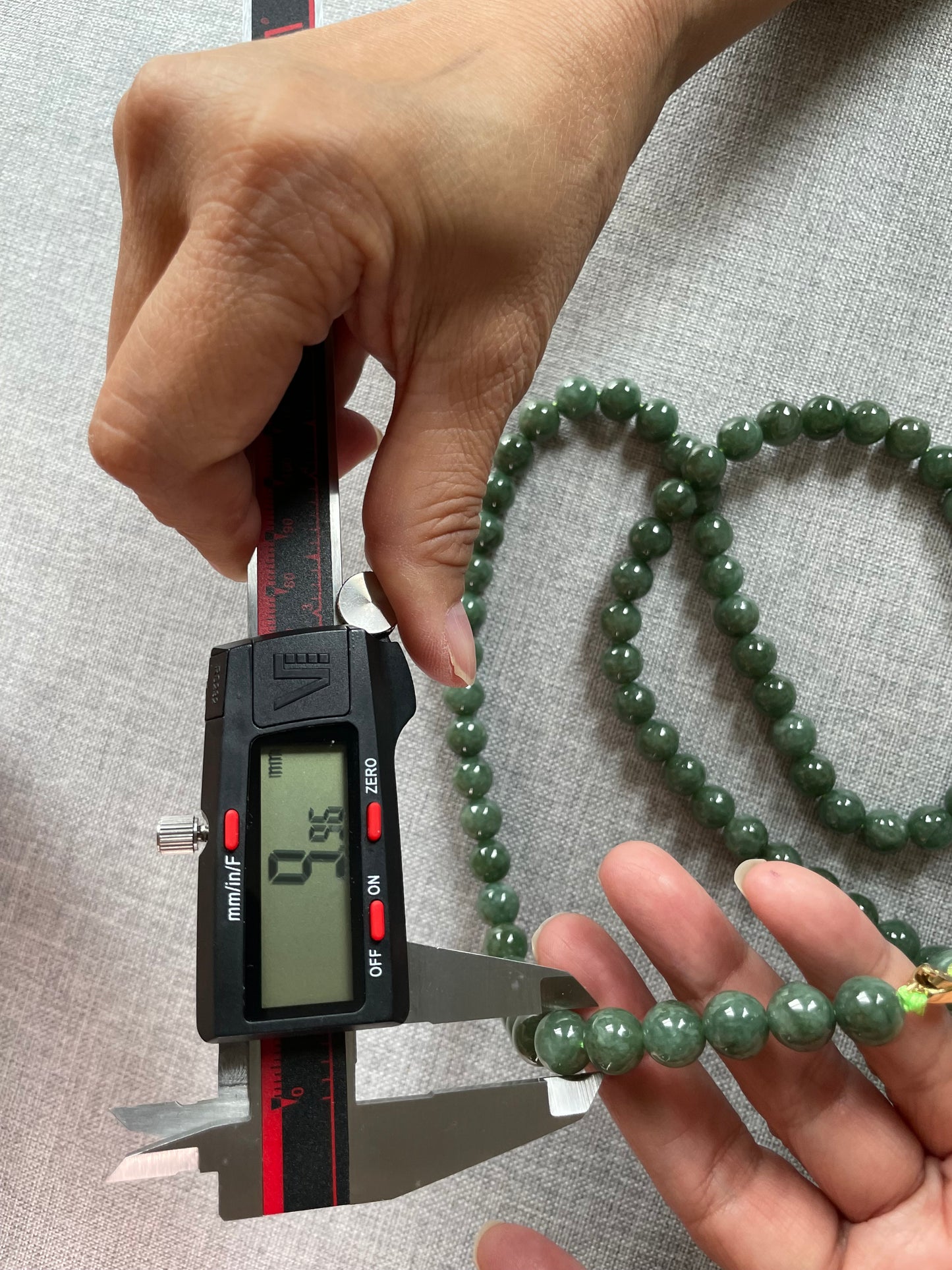 Grade A Natural Dark green Burmese Jadeite beads necklace with gold overlay sterling silver closure