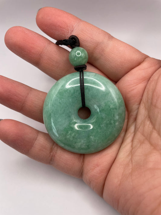 Grade A Natural Big Green Jadeite Pi Disc necklace