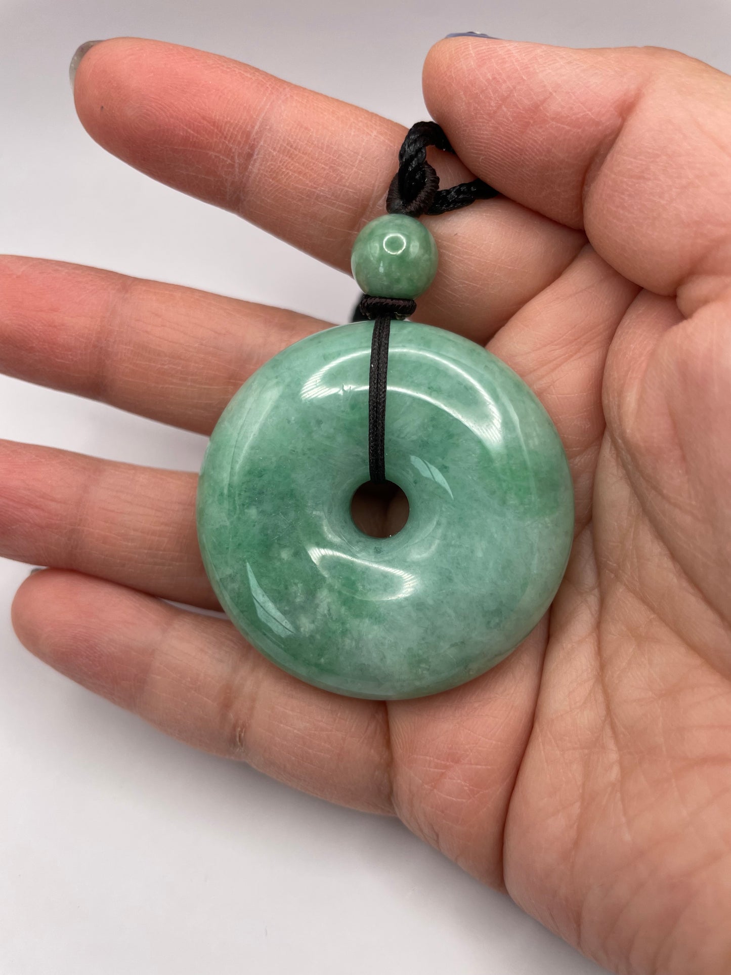 Grade A Natural Big Green Jadeite Pi Disc necklace