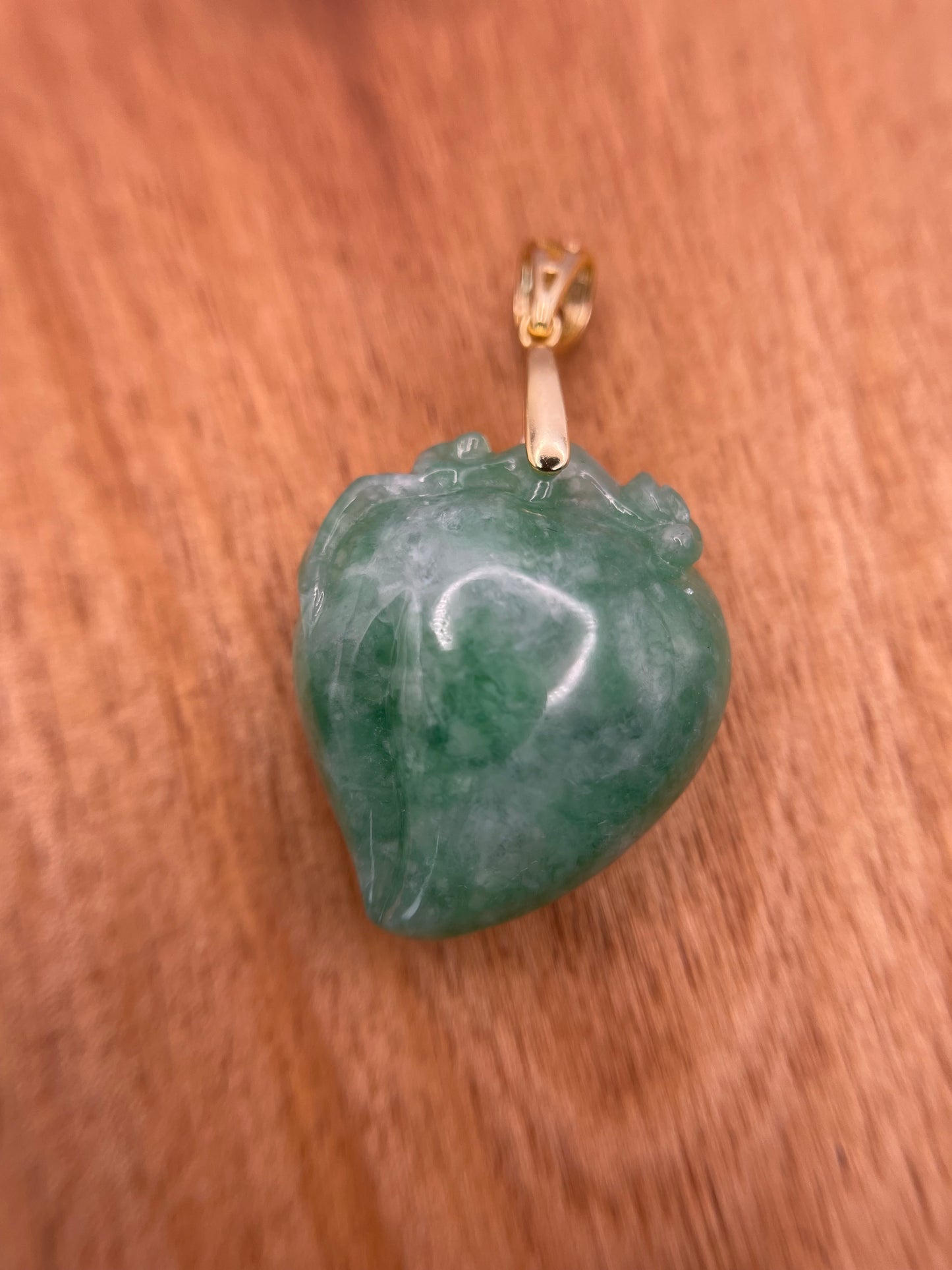 Natural Grade A Burmese green Jadeite peach gold over sterling silver Bail Pendant