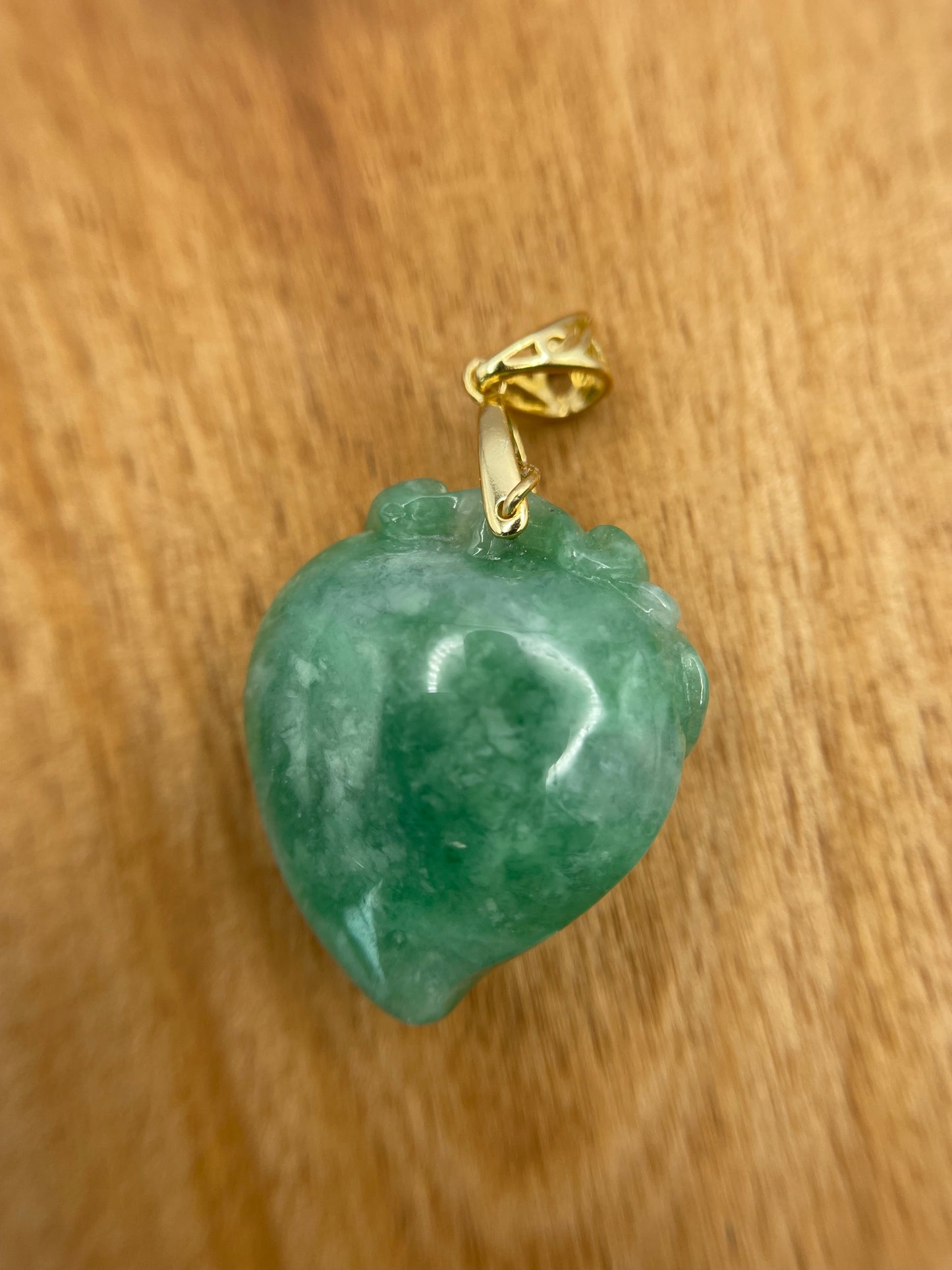 Natural Grade A Burmese green Jadeite peach gold over sterling silver Bail Pendant