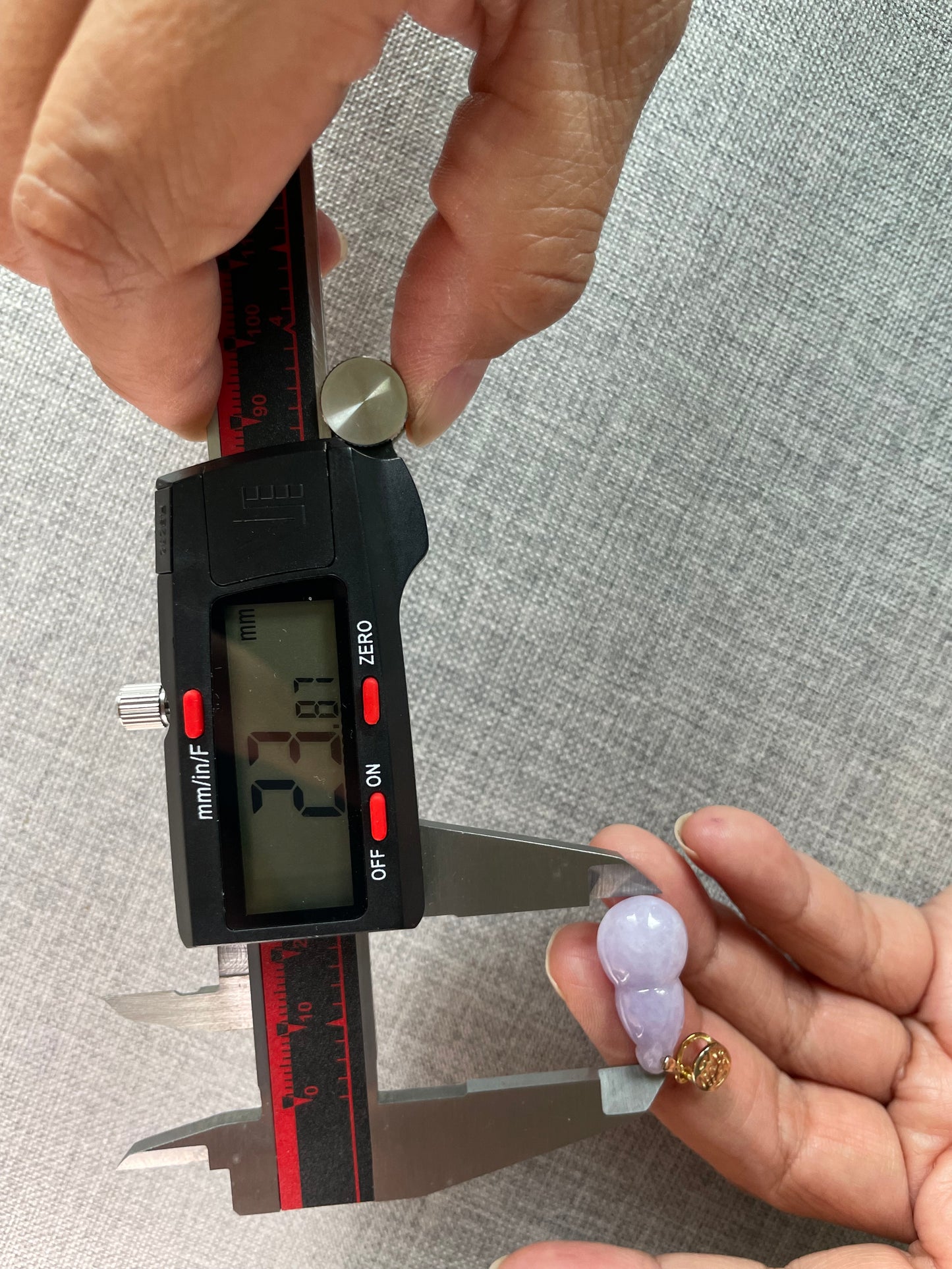 Icy Lavender Jadeite Wu Lu (Gourd) pendant with  gold over silver bail