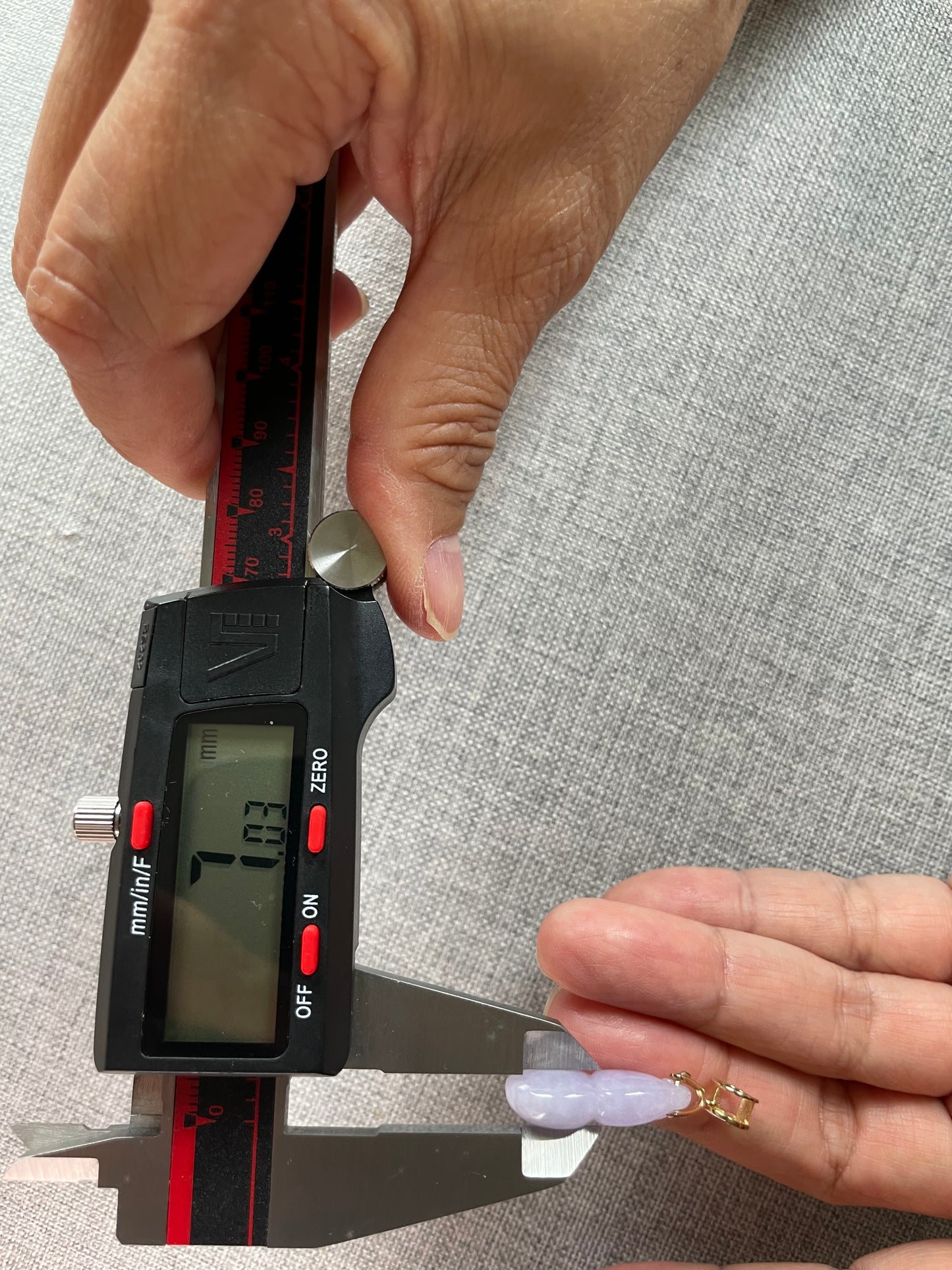 Icy Lavender Jadeite Wu Lu (Gourd) pendant with  gold over silver bail