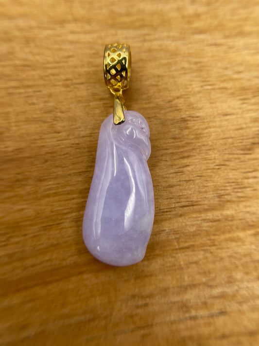 Grade A Natural Burma Icy  Lavender Jadeite squash pendant with silver bail pendant