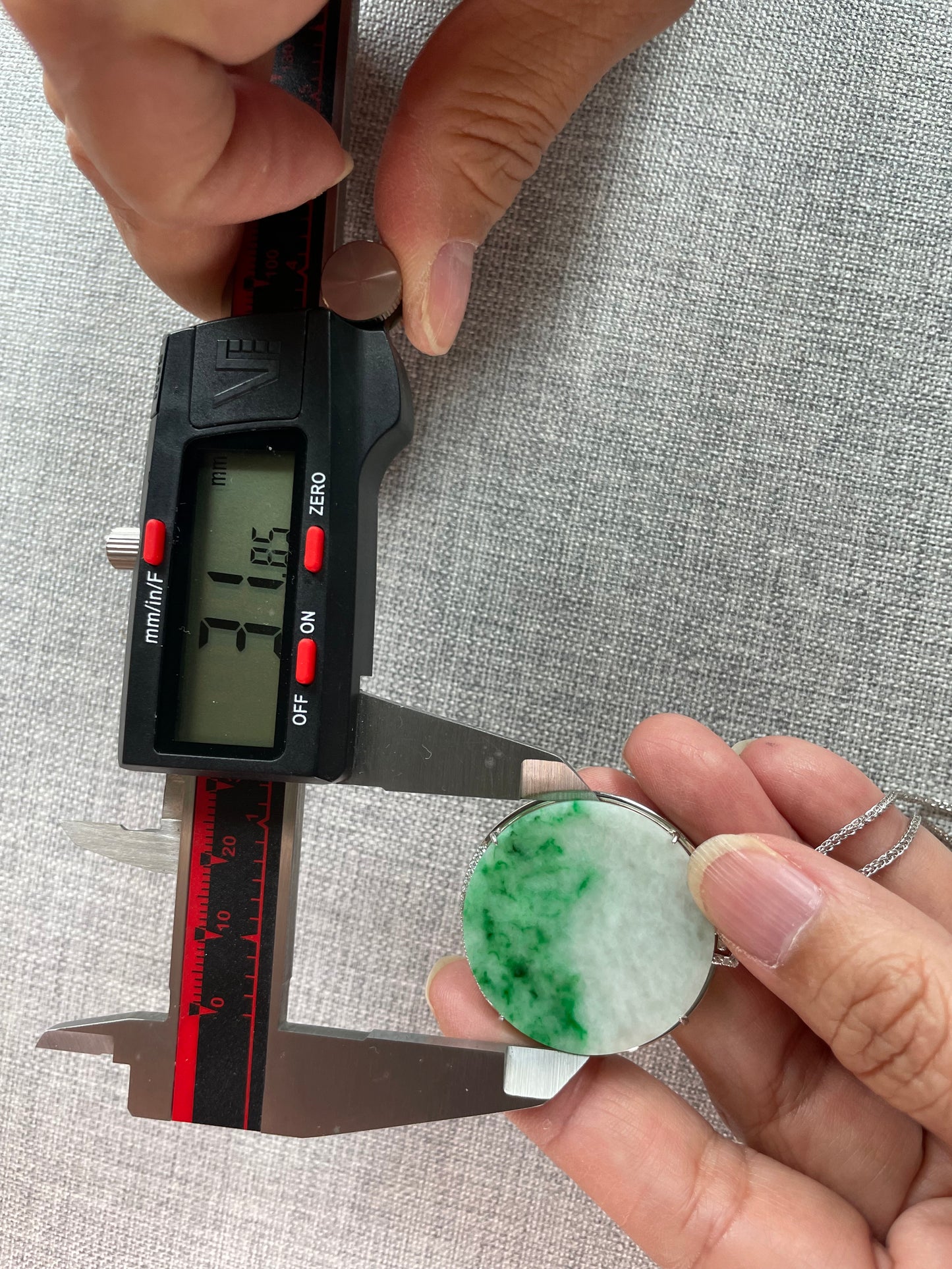 Grade A Natural Green Burma Jadeite Full moon Pendant with silver mounting necklace