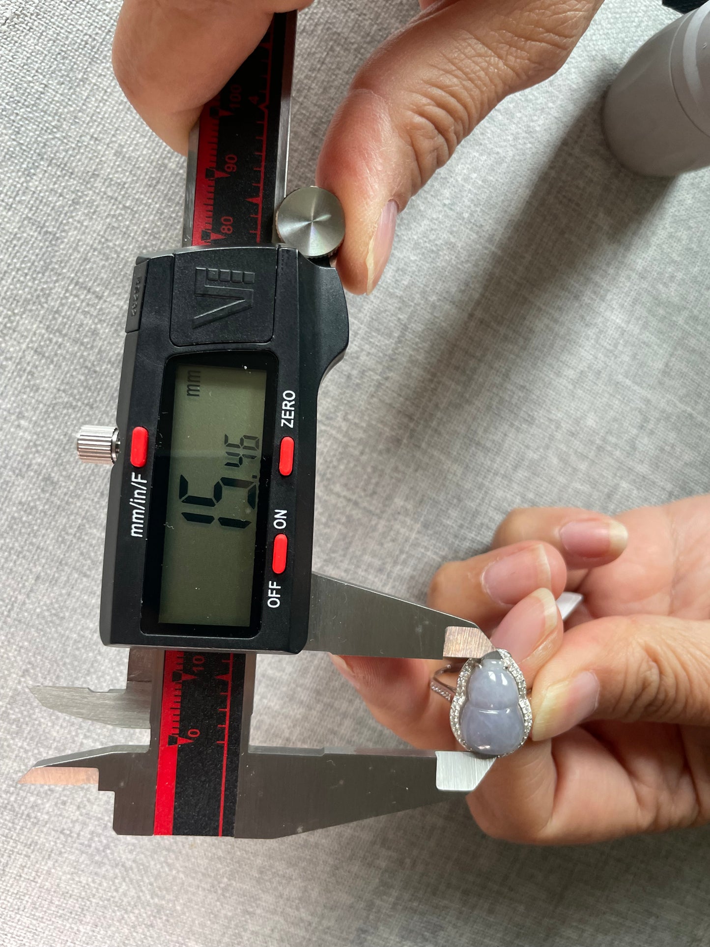 Natural grade A Burmese Lavender Jadeite gourd with Cubic Zirconia Silver Ring