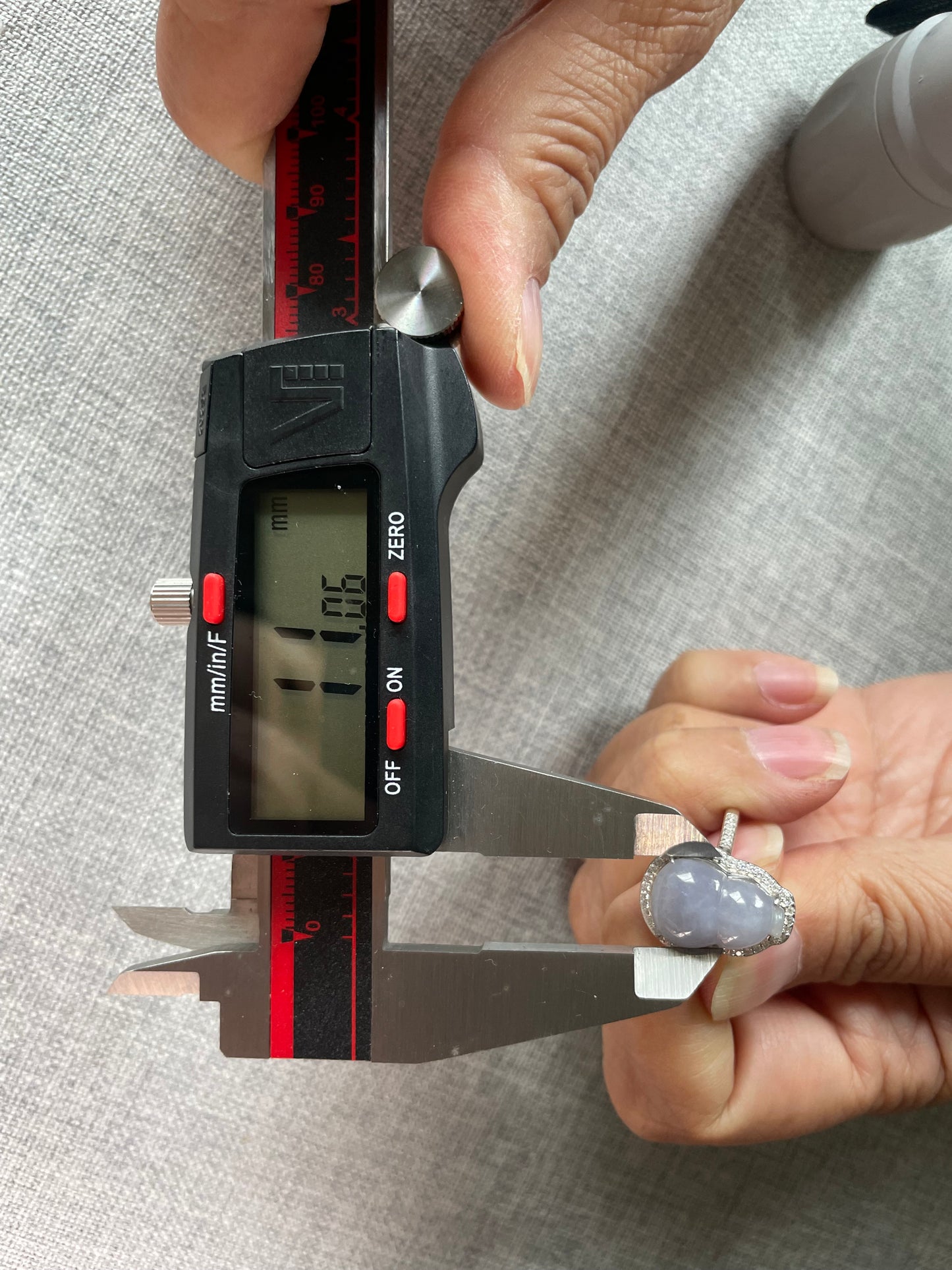 Natural grade A Burmese Lavender Jadeite gourd with Cubic Zirconia Silver Ring
