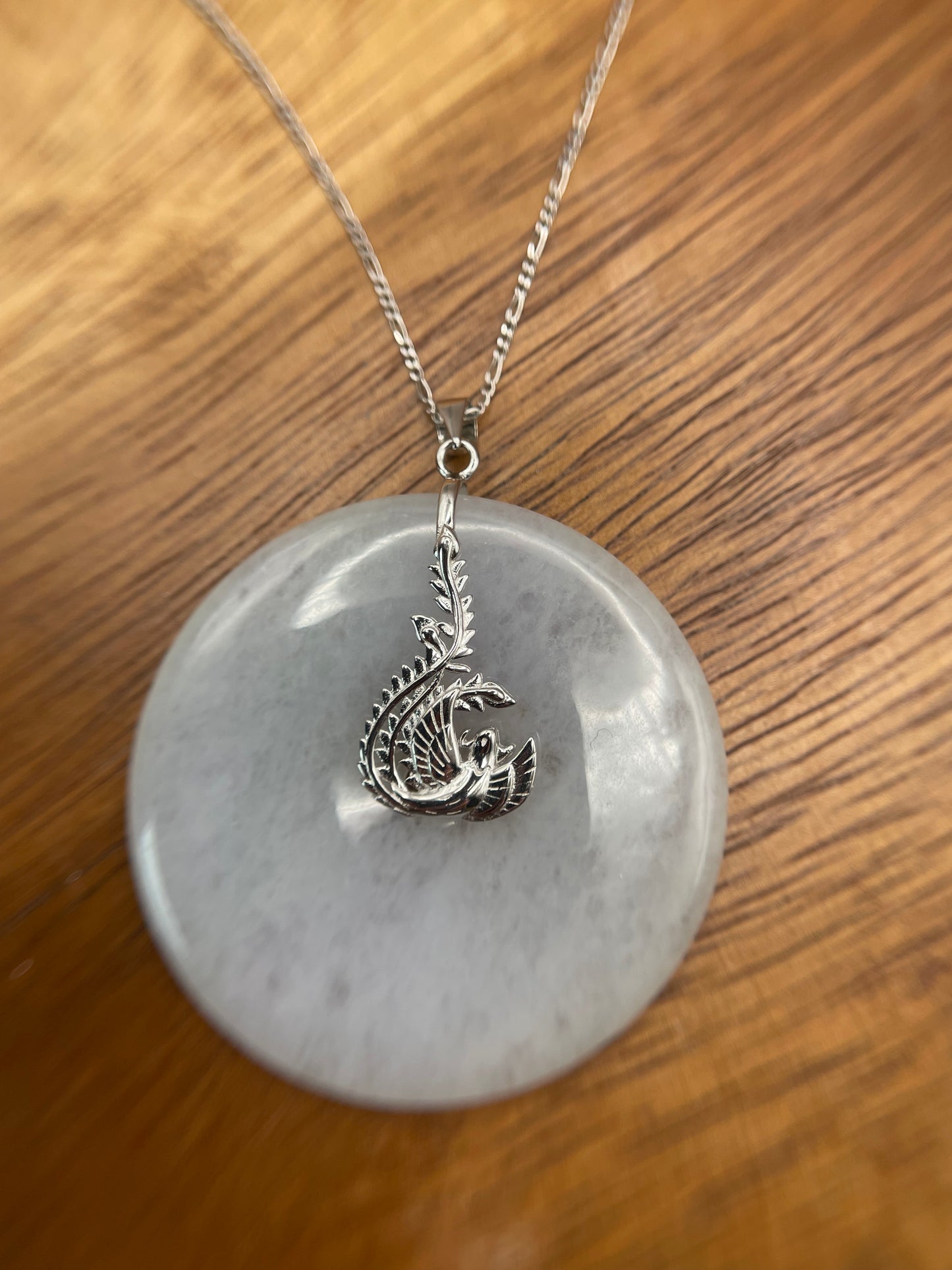 Grade A Natural lavender Jadeite Pi Disc ( peng on kou, donut) pendant with  sterling silver