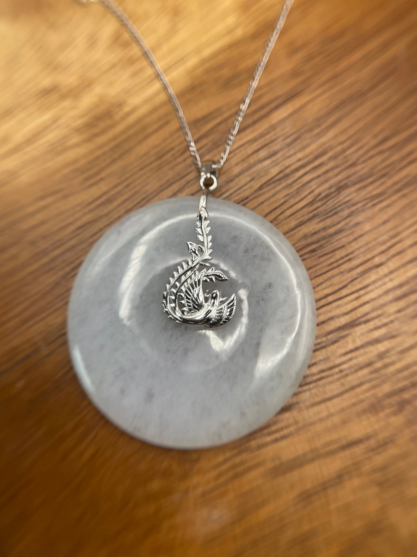 Grade A Natural lavender Jadeite Pi Disc ( peng on kou, donut) pendant with  sterling silver