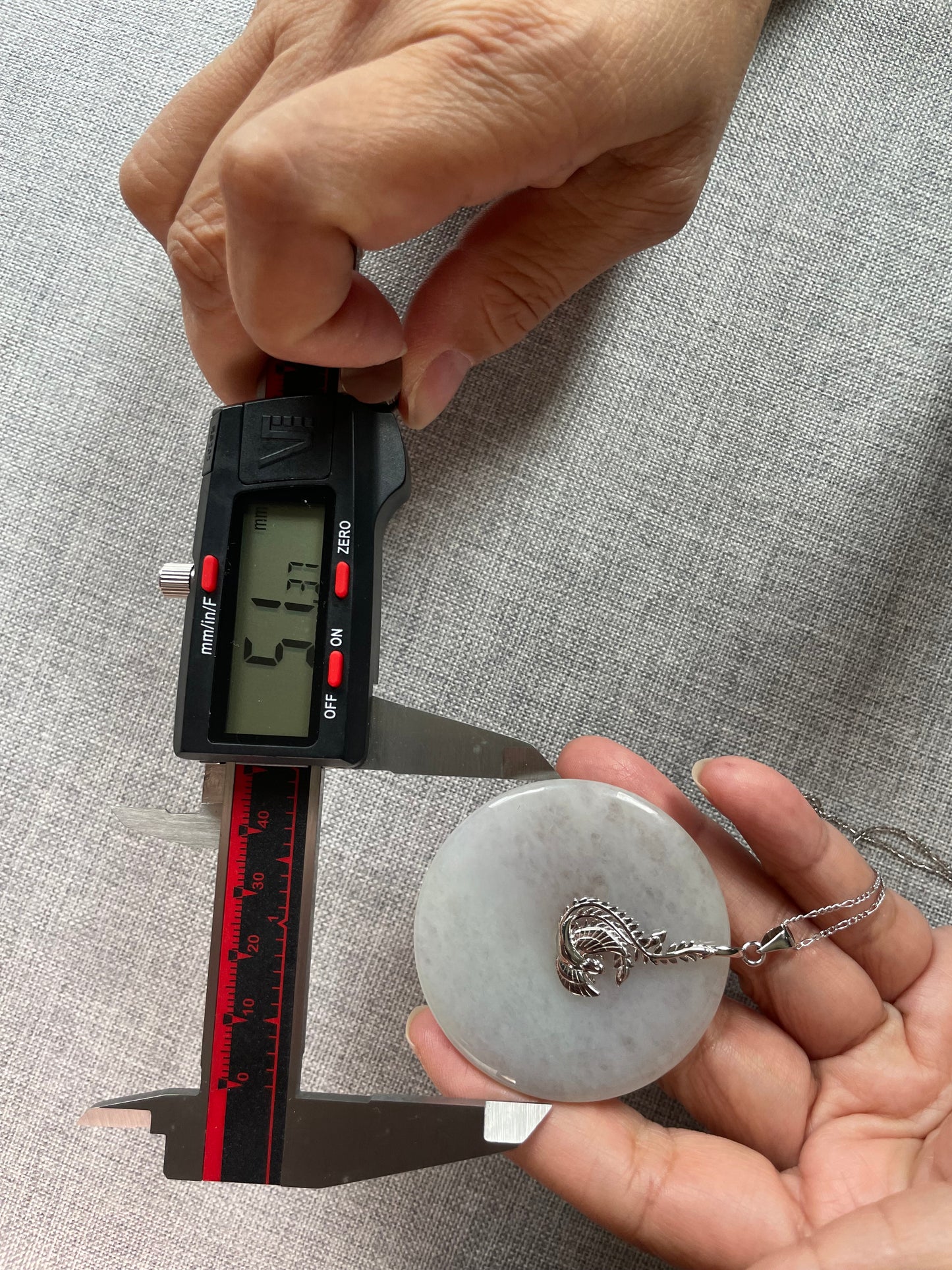 Grade A Natural lavender Jadeite Pi Disc ( peng on kou, donut) pendant with  sterling silver