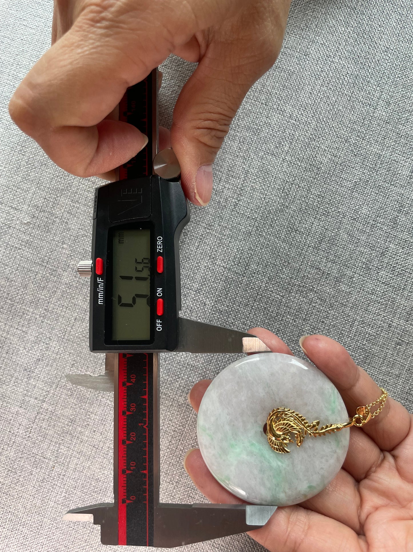 Grade A Natural lavender Jadeite Pi Disc ( peng on kou, donut) pendant with  Gold over sterling silver