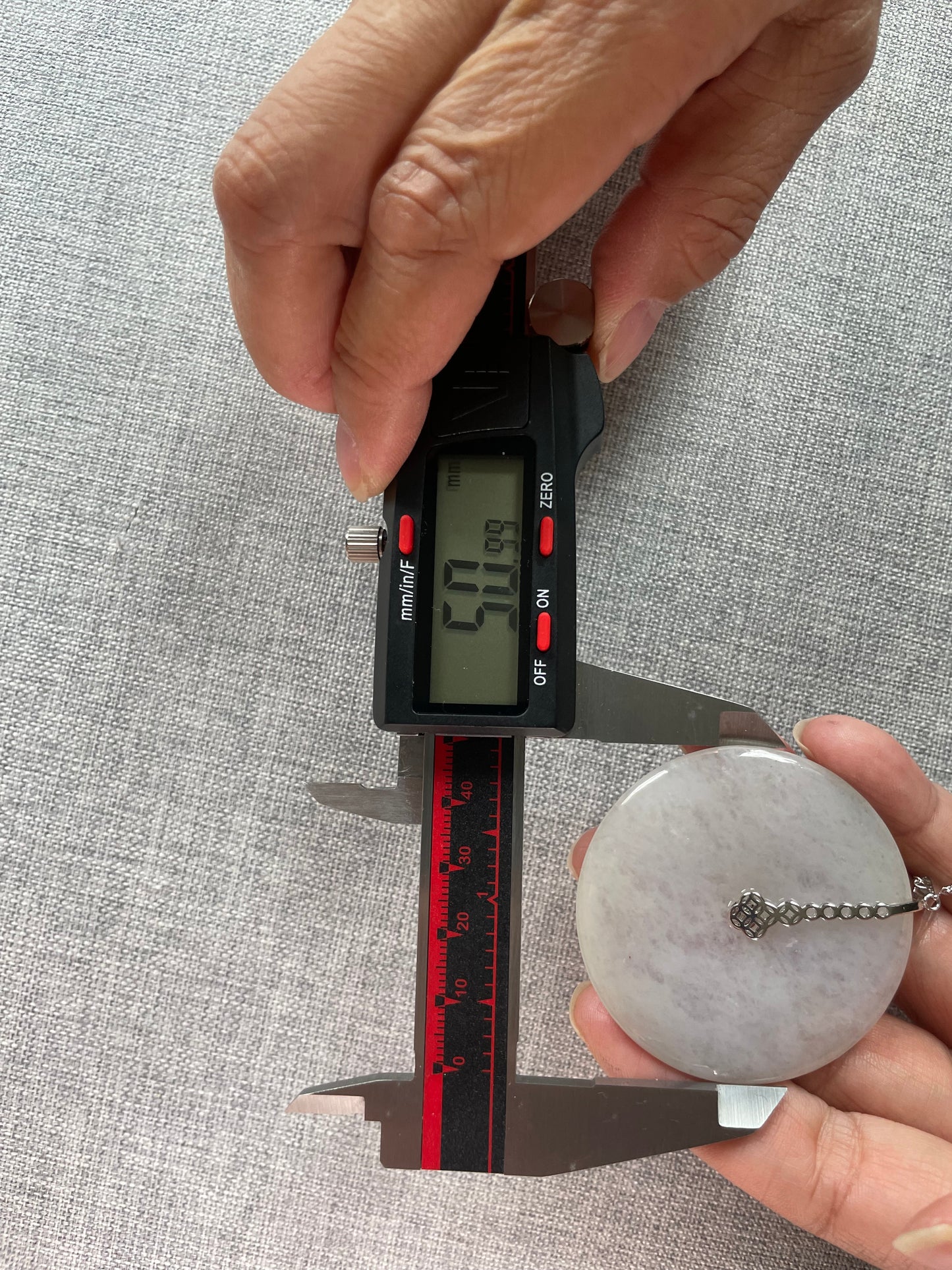 Grade A Natural lavender Jadeite Pi Disc ( peng on kou, donut) pendant with  sterling silver