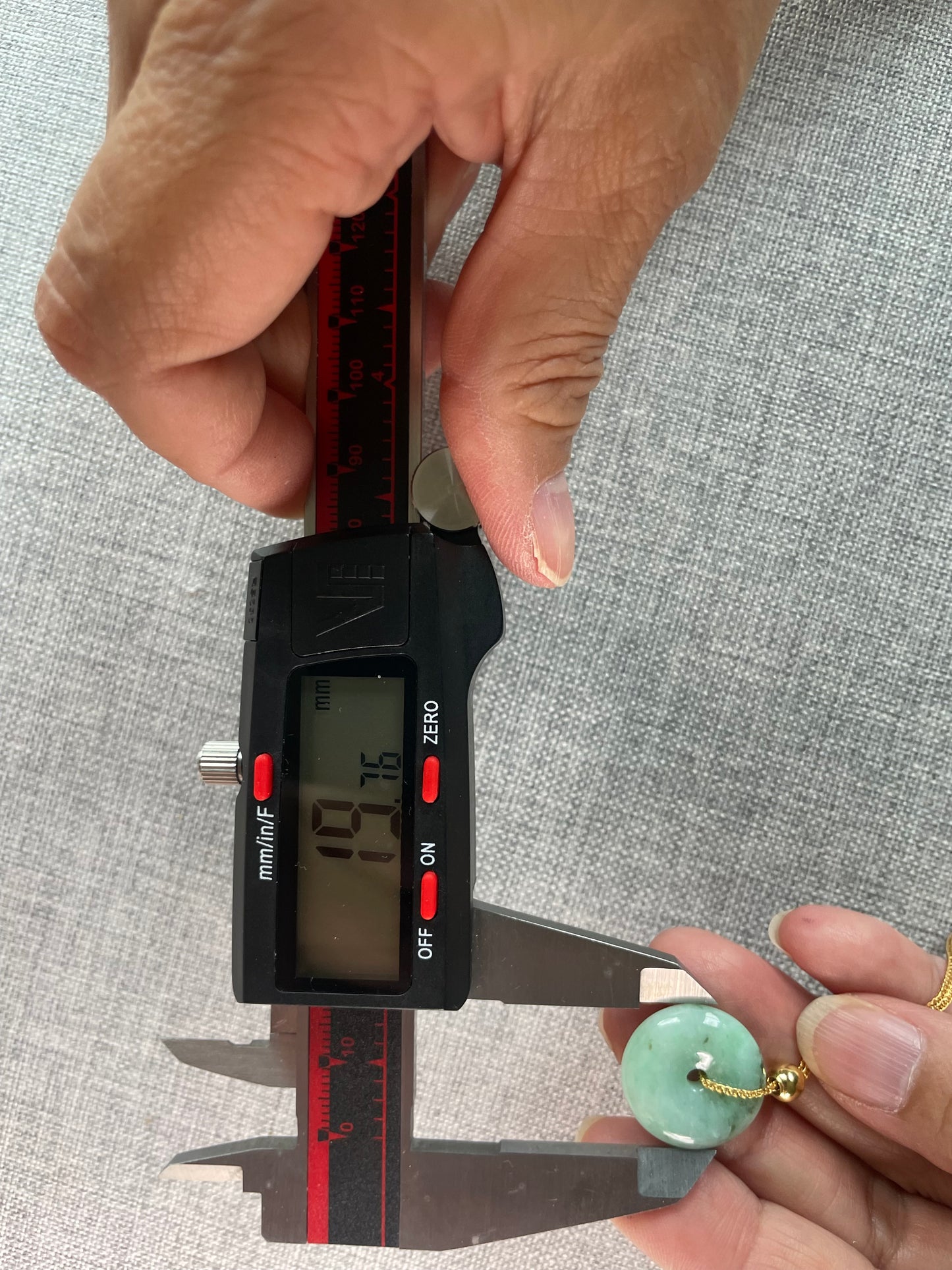 Grade A Natural green Jadeite Pi Disc ( peng on kou, donut) pendant with Gold over sterling bail