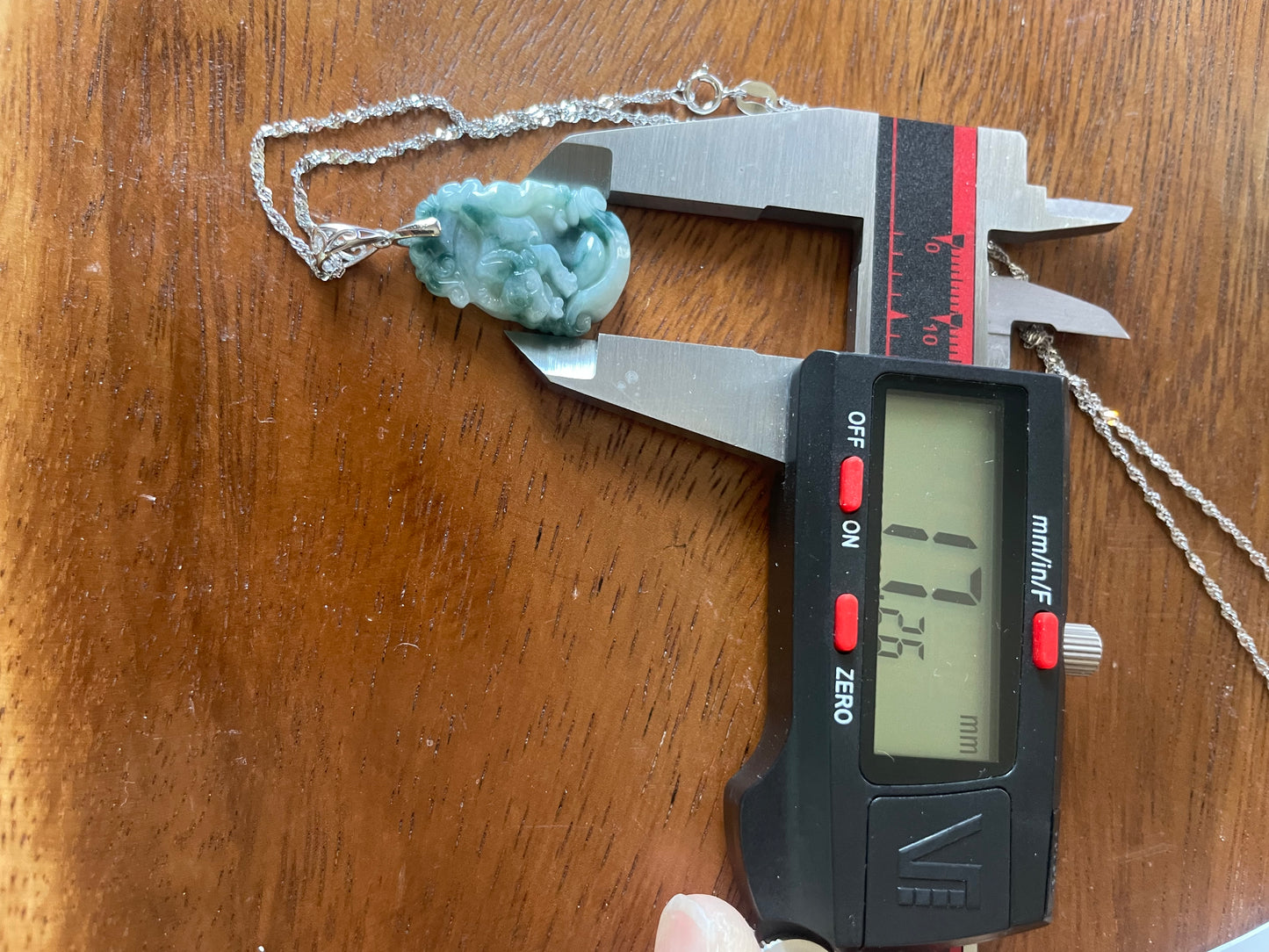 Grade A Burma jadeite Zodiac (OX) pendant with silver necklace