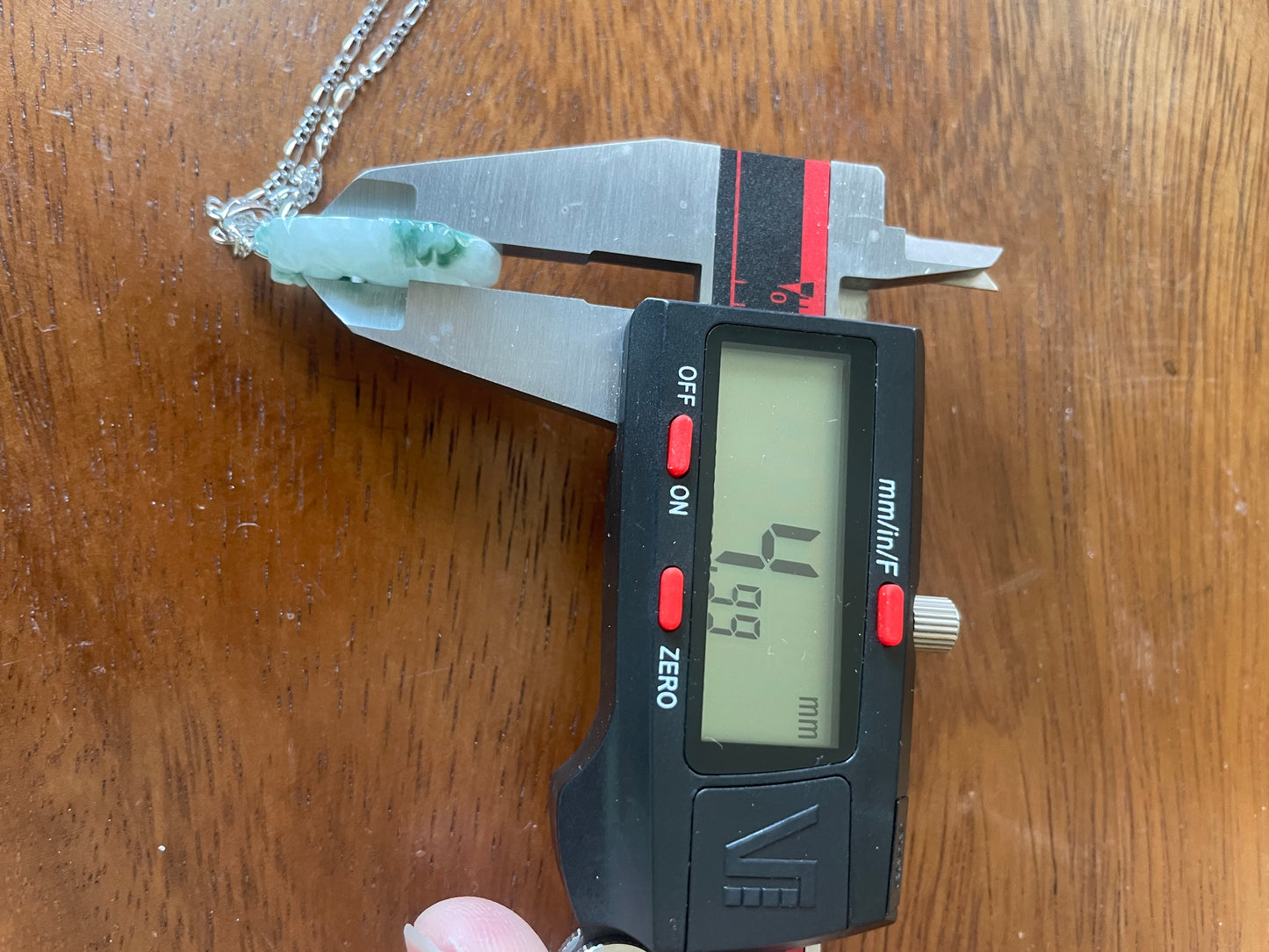 Grade A Burma jadeite Zodiac (Tiger) pendant with silver necklace