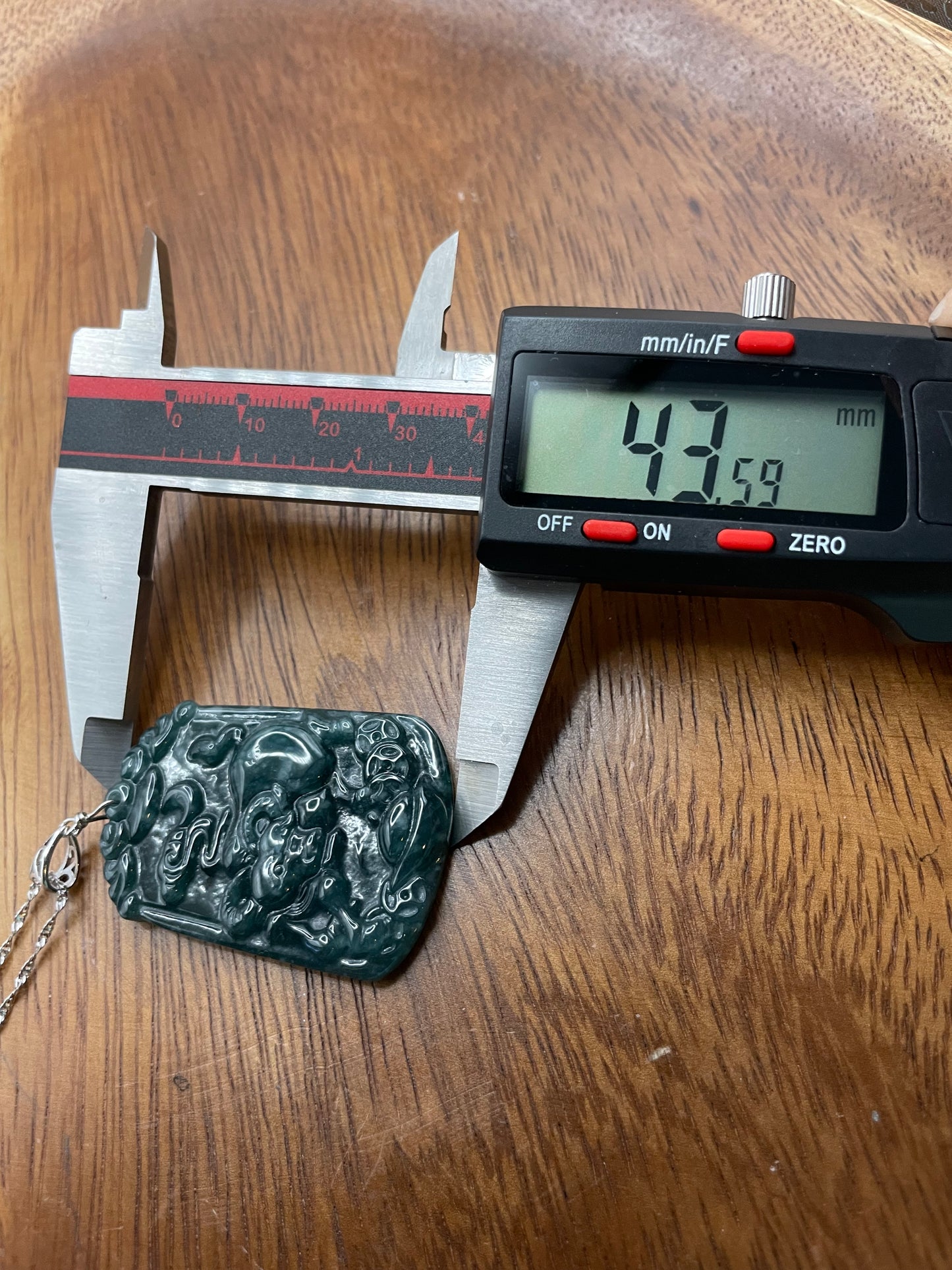 Grade A jadeite Zodiac (OX) pendant with silver necklace