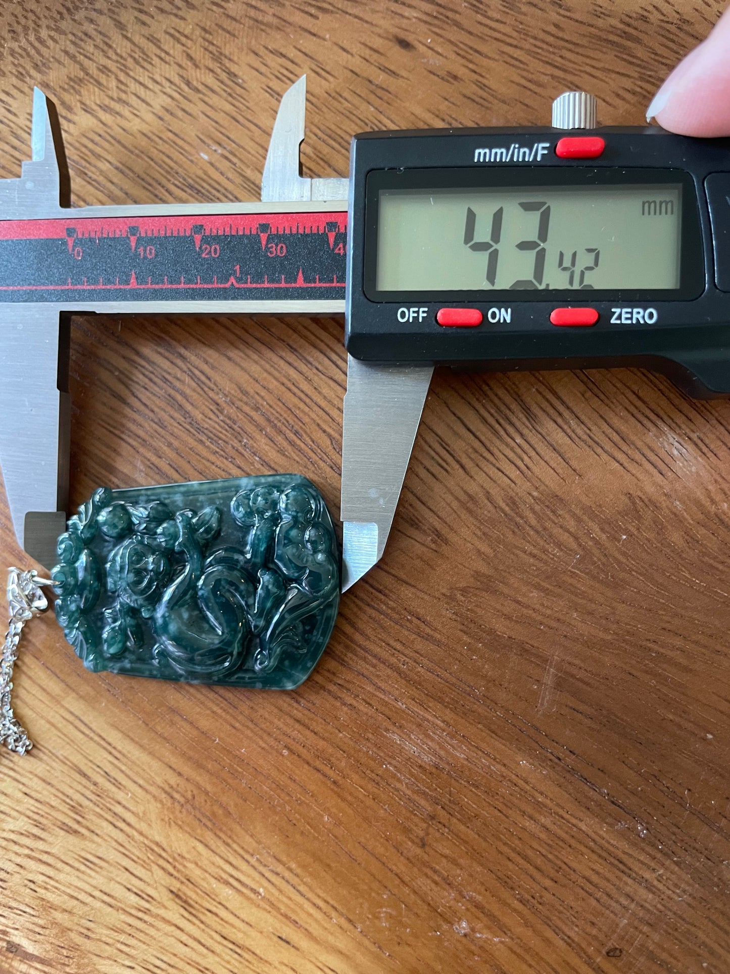 Grade A jadeite Zodiac (Monkey) pendant with silver necklace