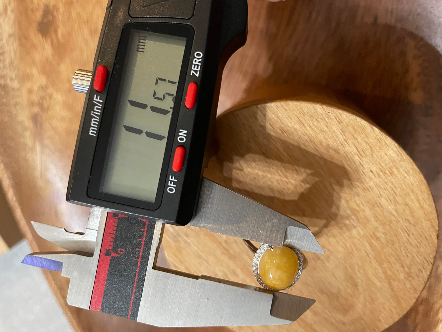 Natural grade A Burmese Icy Yellow Jadeite cabochon with Cubic Zircon Silver Ring