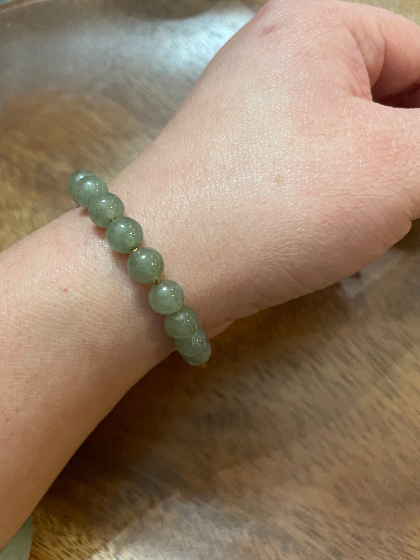 Natural green beads jadeite gold overlay silver bracelet