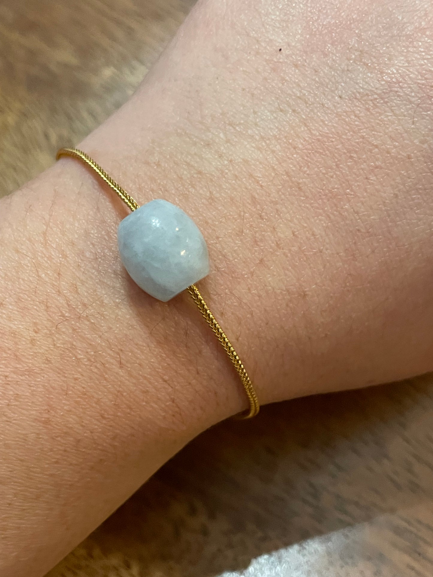 Grade A Natural Lavender luluton Jadeite Gold overlay silver bracelet