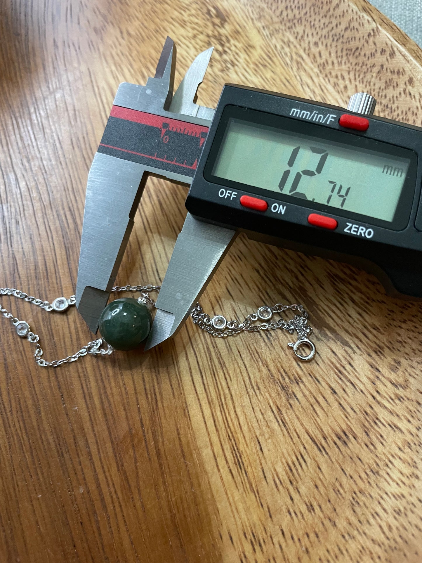 Grade A Natural dark Green bead Jadeite with silver bracelet