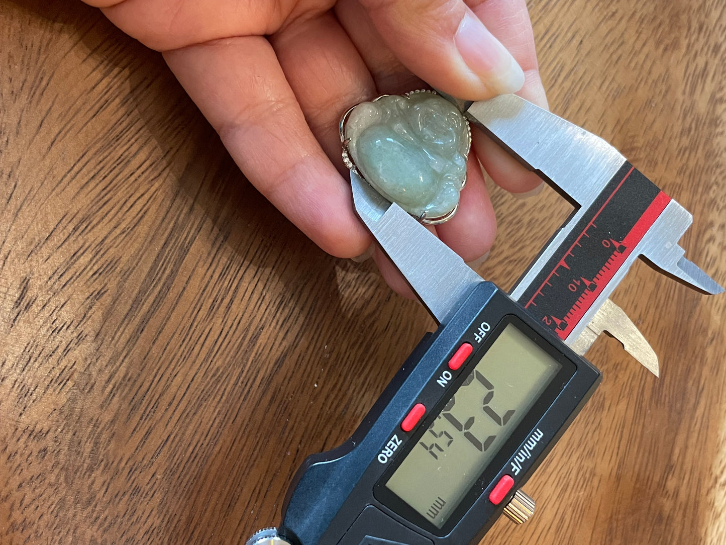 Icy Green jadeite Buddha pendant with Sterling silver bail necklace