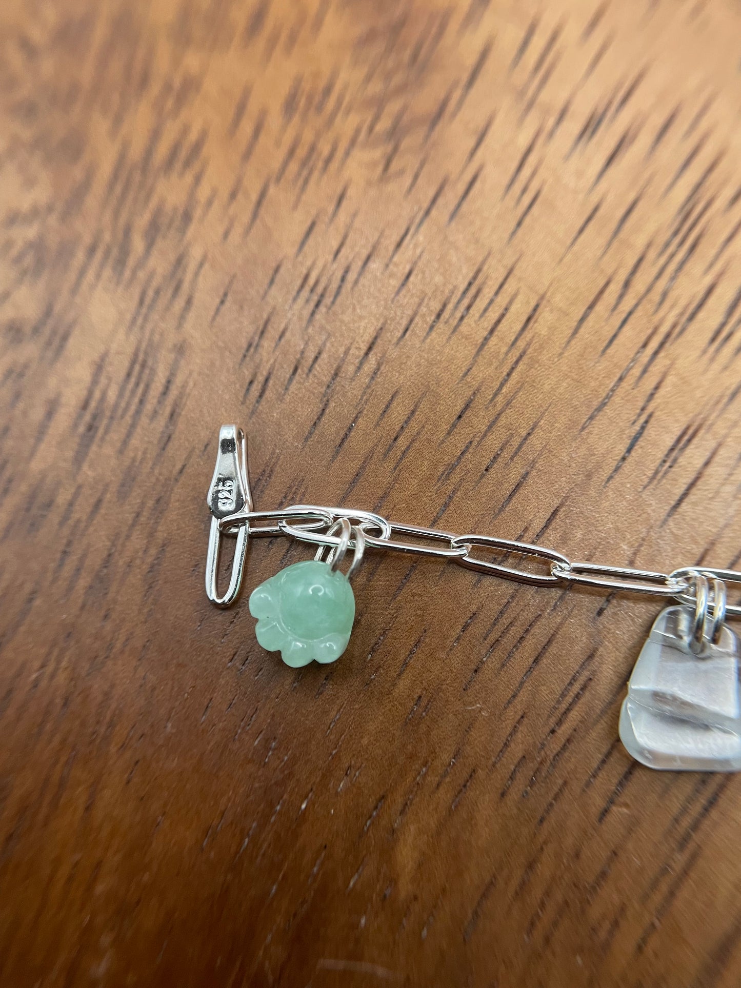 Grade A Natural 5 charms silver bracelet