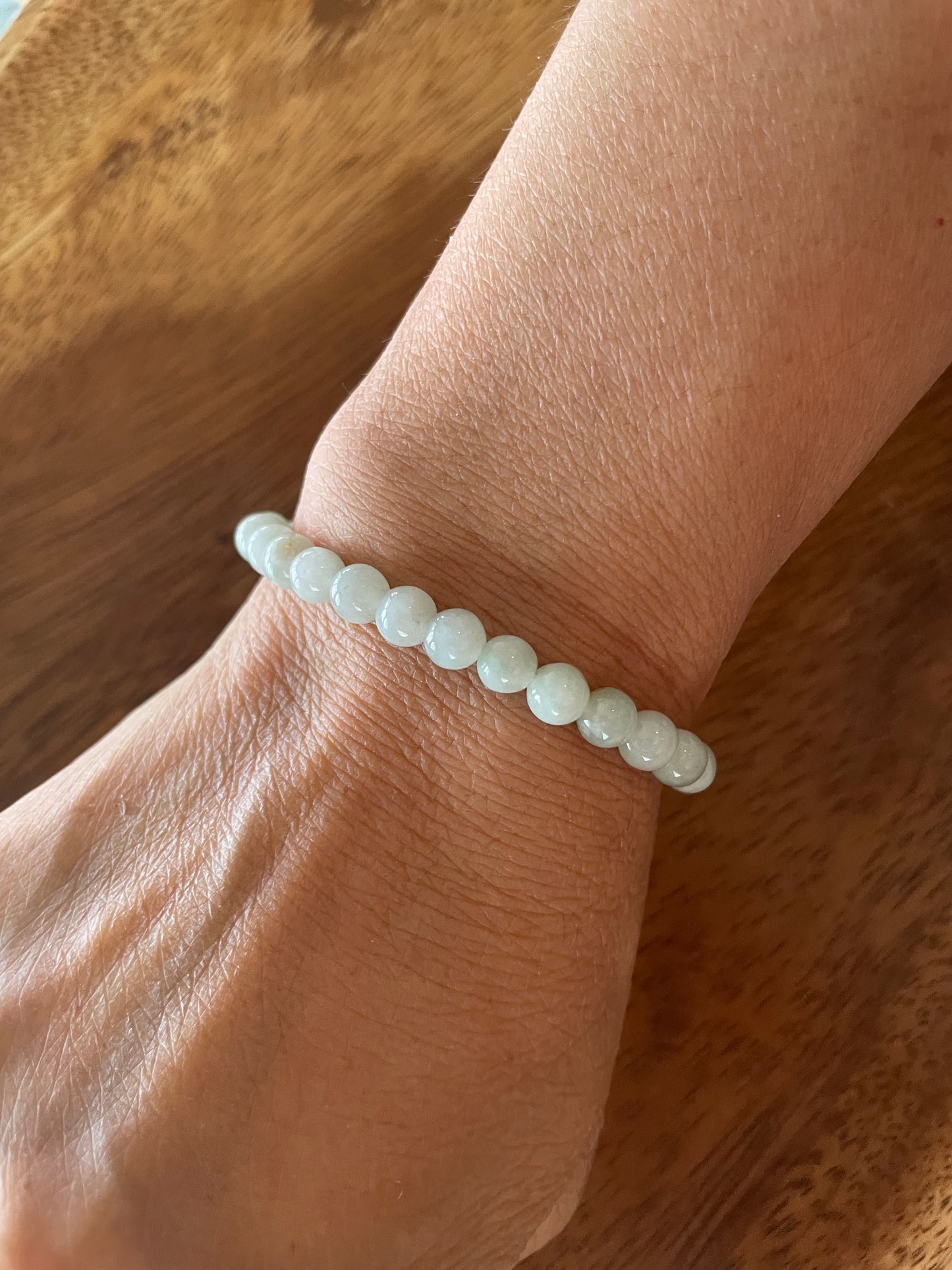 Grade A Natural white beads Jadeite bracelet