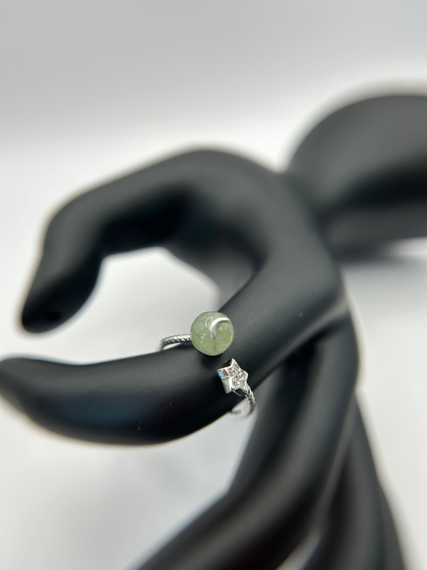 Natural grade A Burmese Green Jadeite Sterling Silver Adjustable Ring