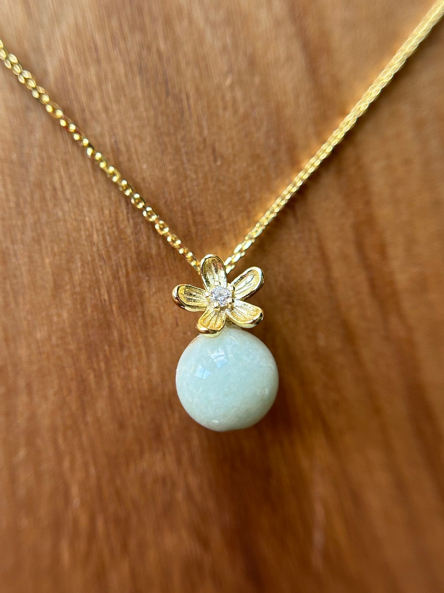Grade A Natural Burma green Jadeite with Sterling Silver bail Gold Plated Silver necklace