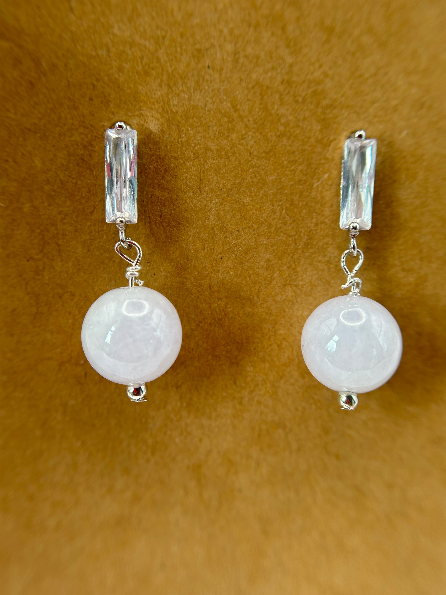 Natural Grade A lavender Myanmar Jadeite Beads Sterling Silver Earring