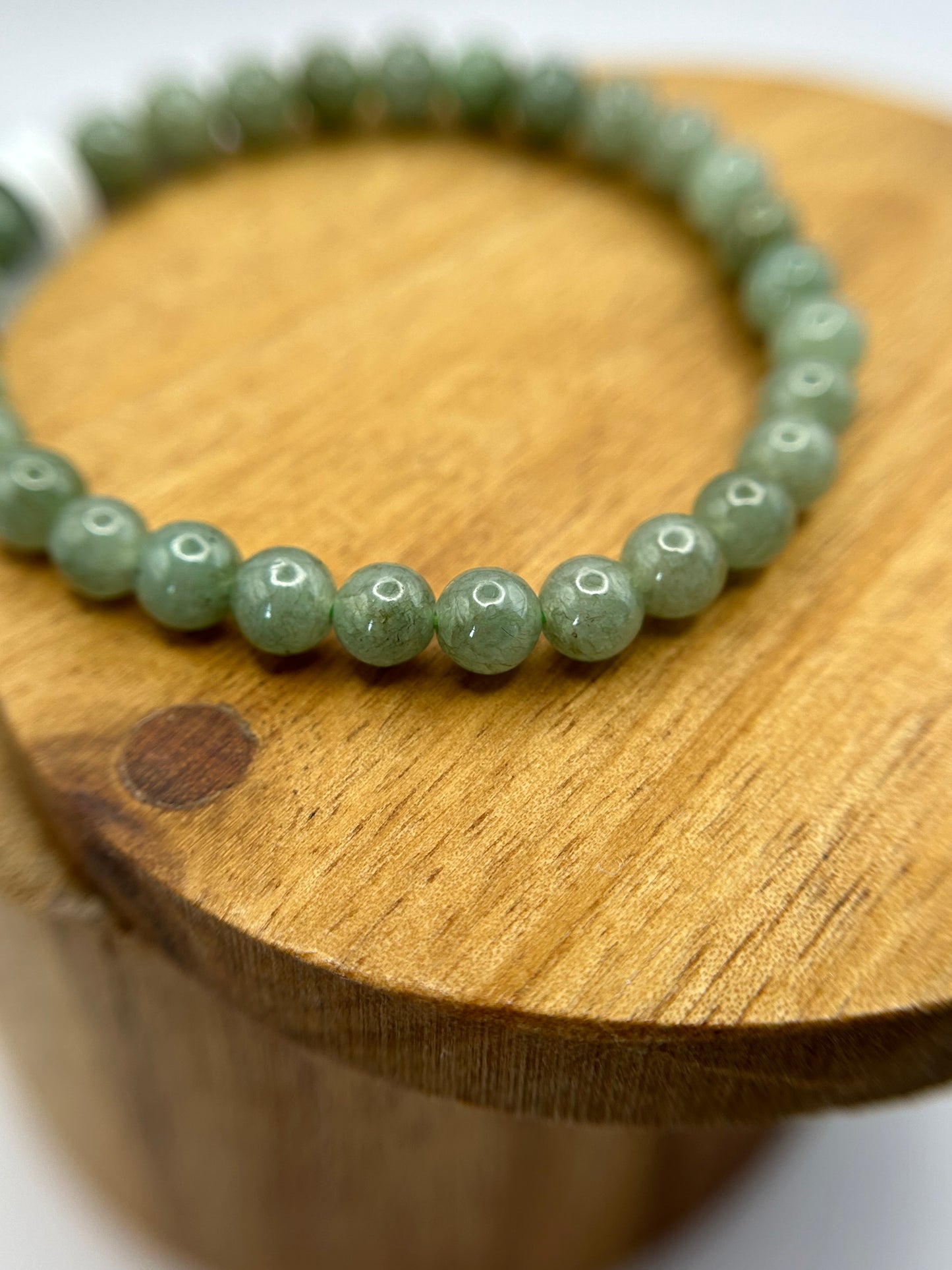 Grade A Natural Green Burma Jadeite beads elastic bracelet