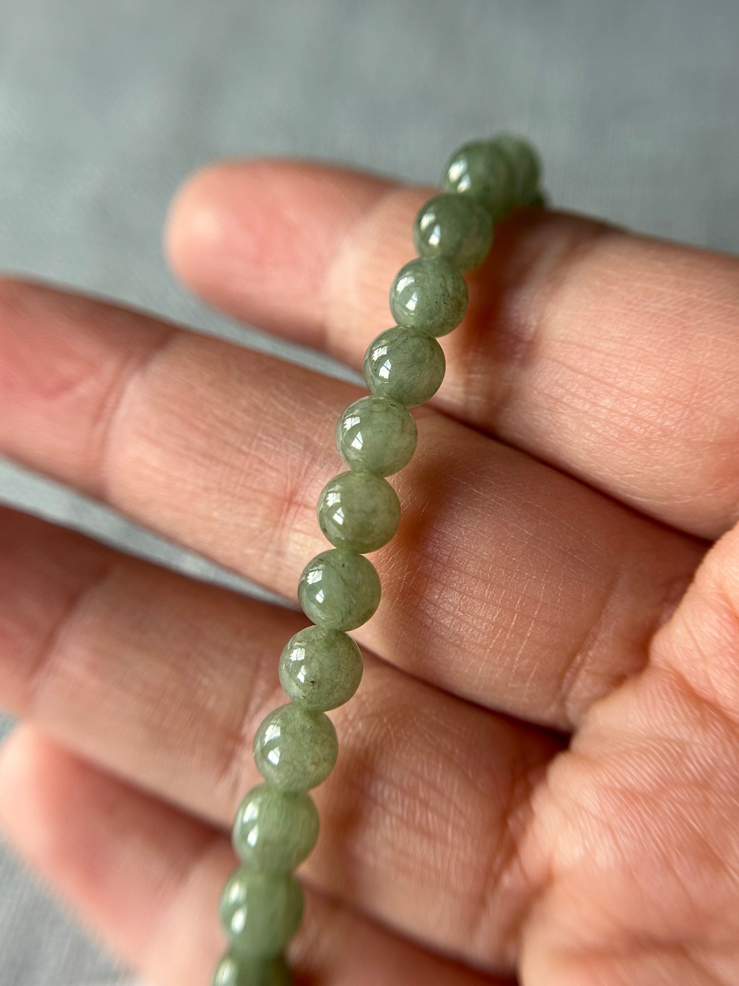 Grade A Natural Green Burma Jadeite beads elastic bracelet