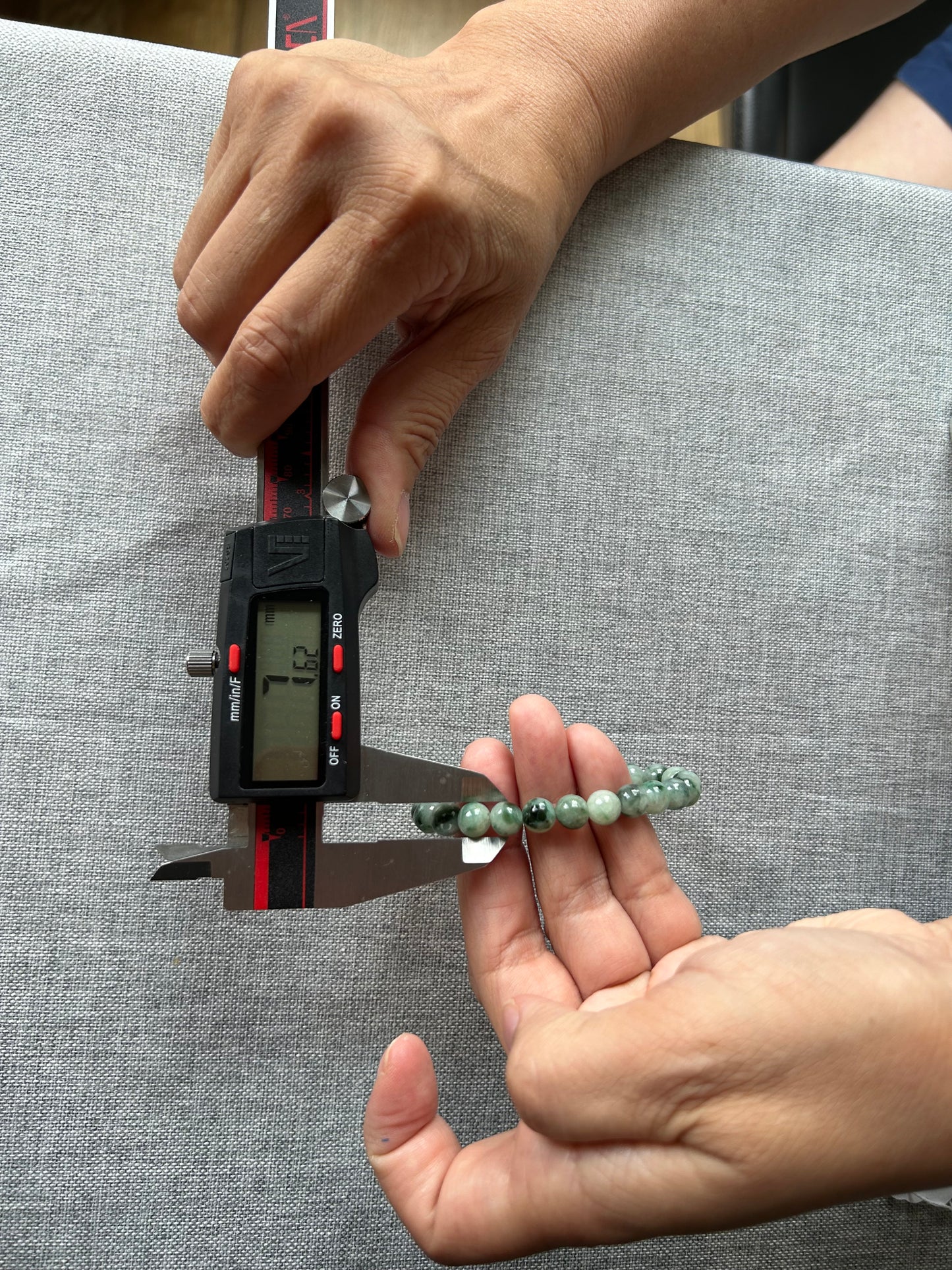 Grade A Natural Green with Dark Green patches Burma Jadeite beads elastic bracelet