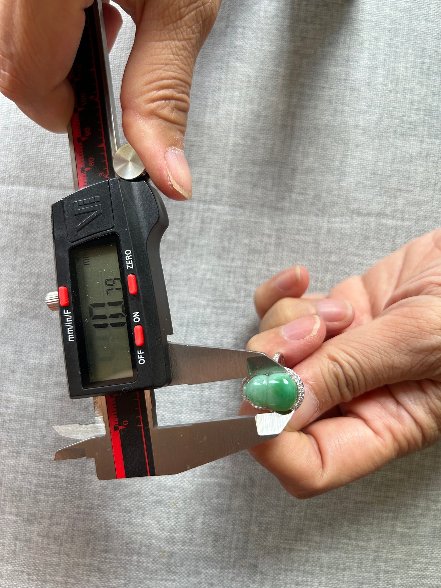 Natural grade A Burmese Green Guard Jadeite with Cubic Zirconia Silver Ring