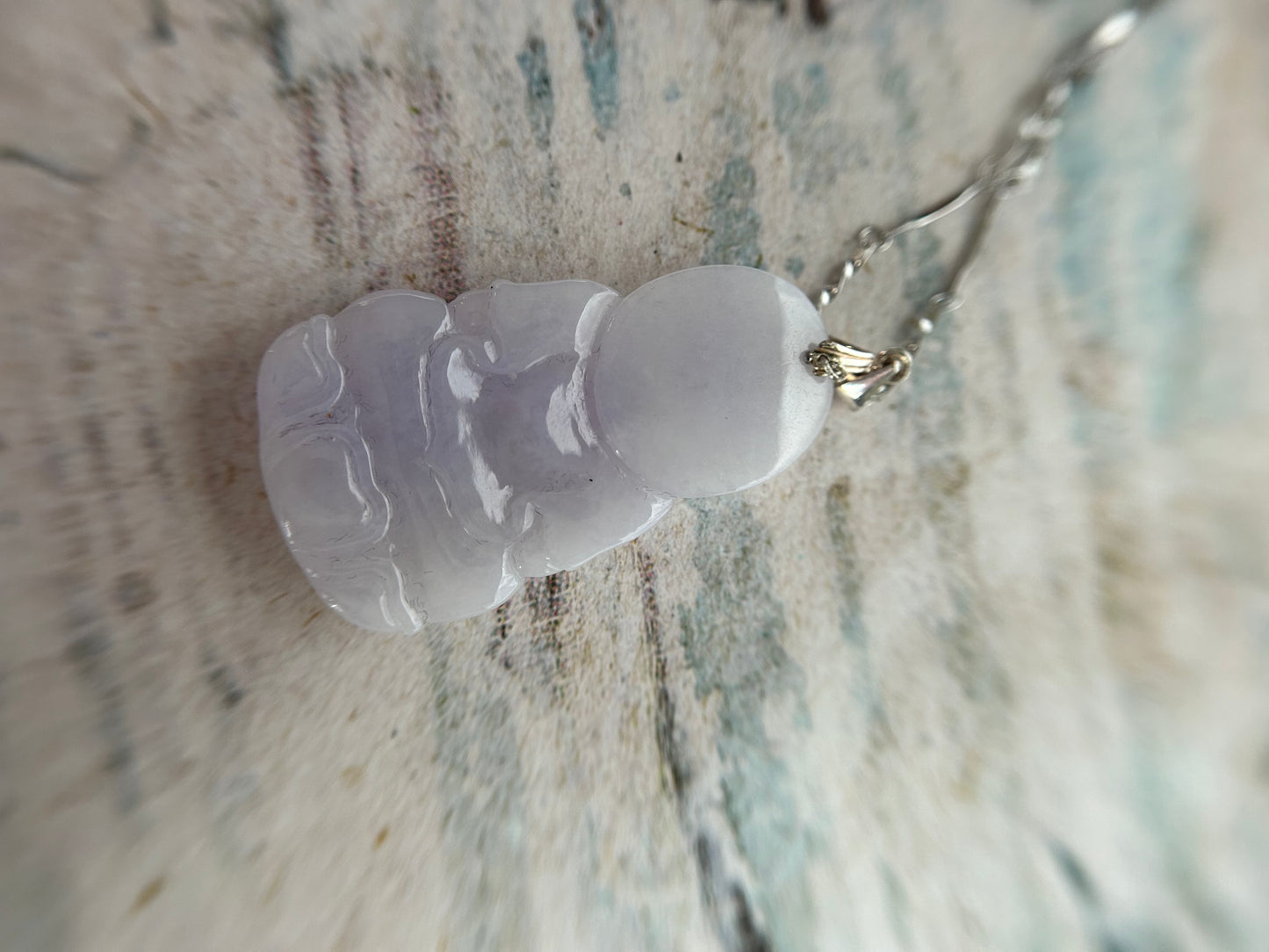 Grade A Natural Lavender Burma Jadeite Guanyin pendant with sterling silver bail